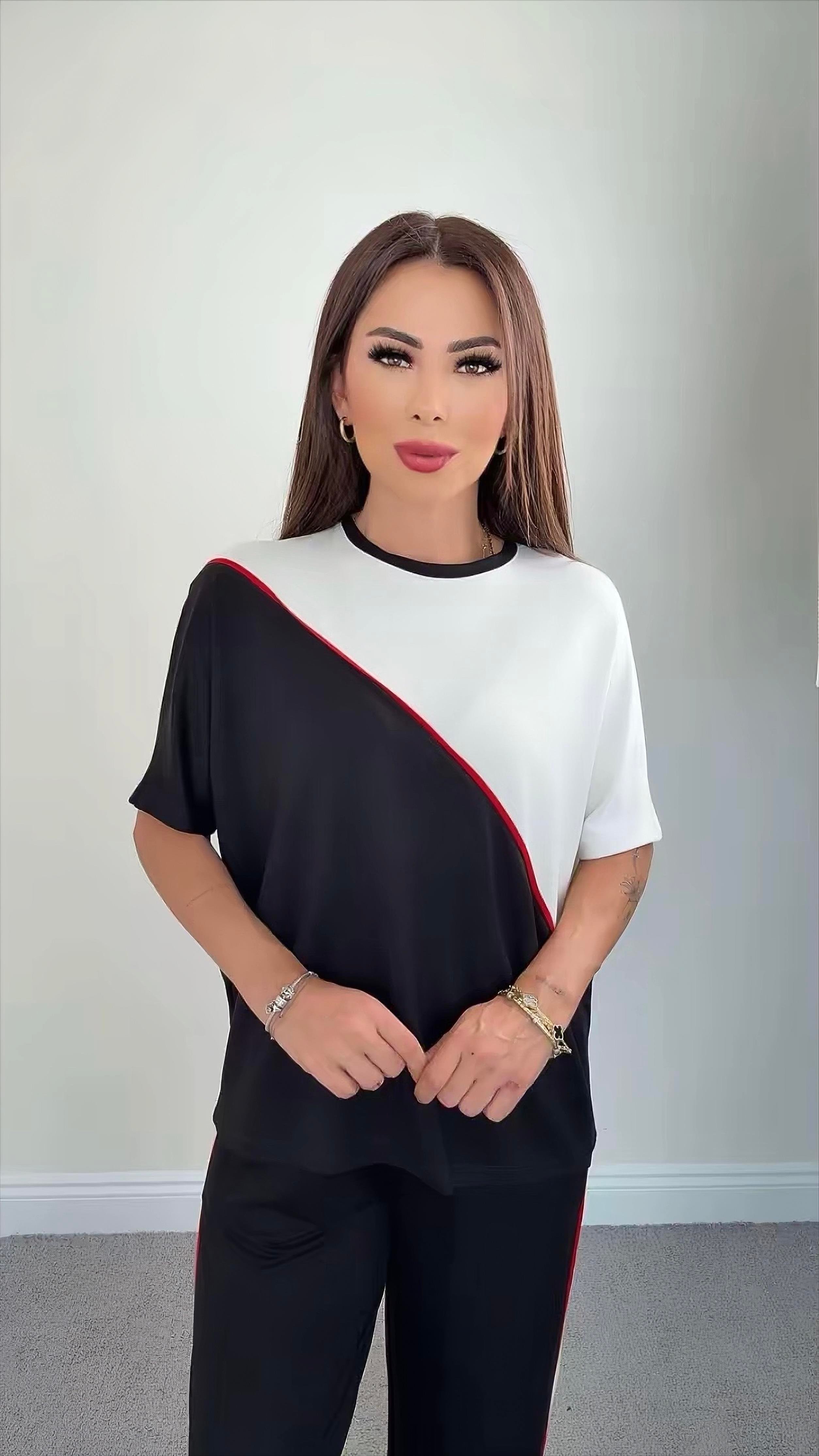 Elit Kadın Ara Biyeli Siyah Beyaz İkili Takım