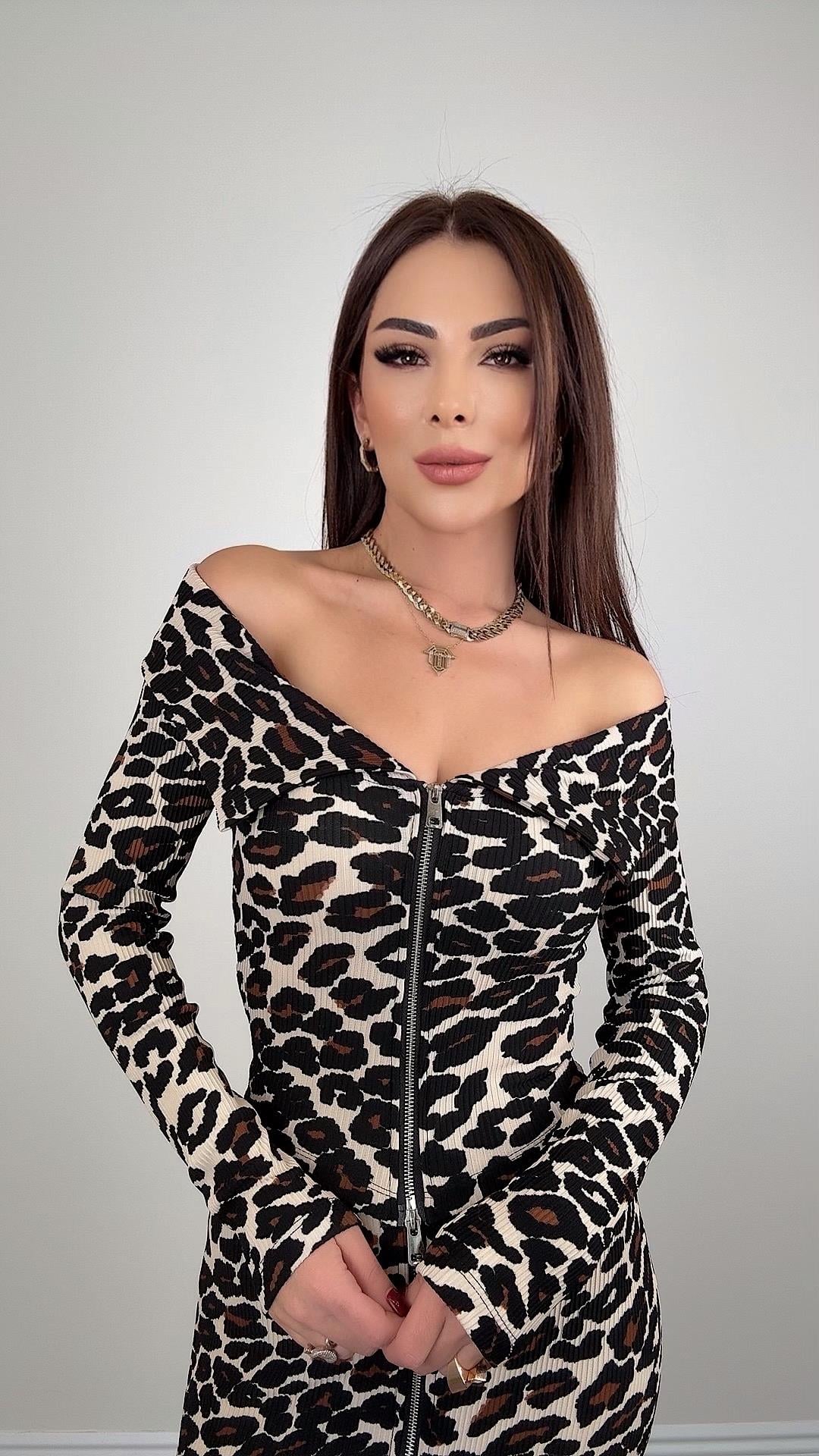 Fairy Kadın Bej Kahve Çift Fermuar Detaylı Bluz