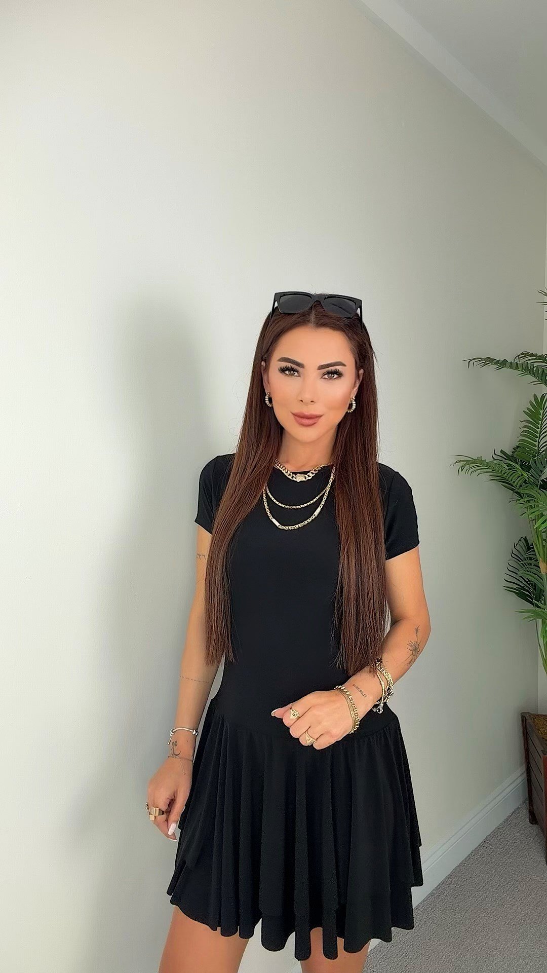 Fiole Kadın Etek Fırfırlı Siyah Elbise