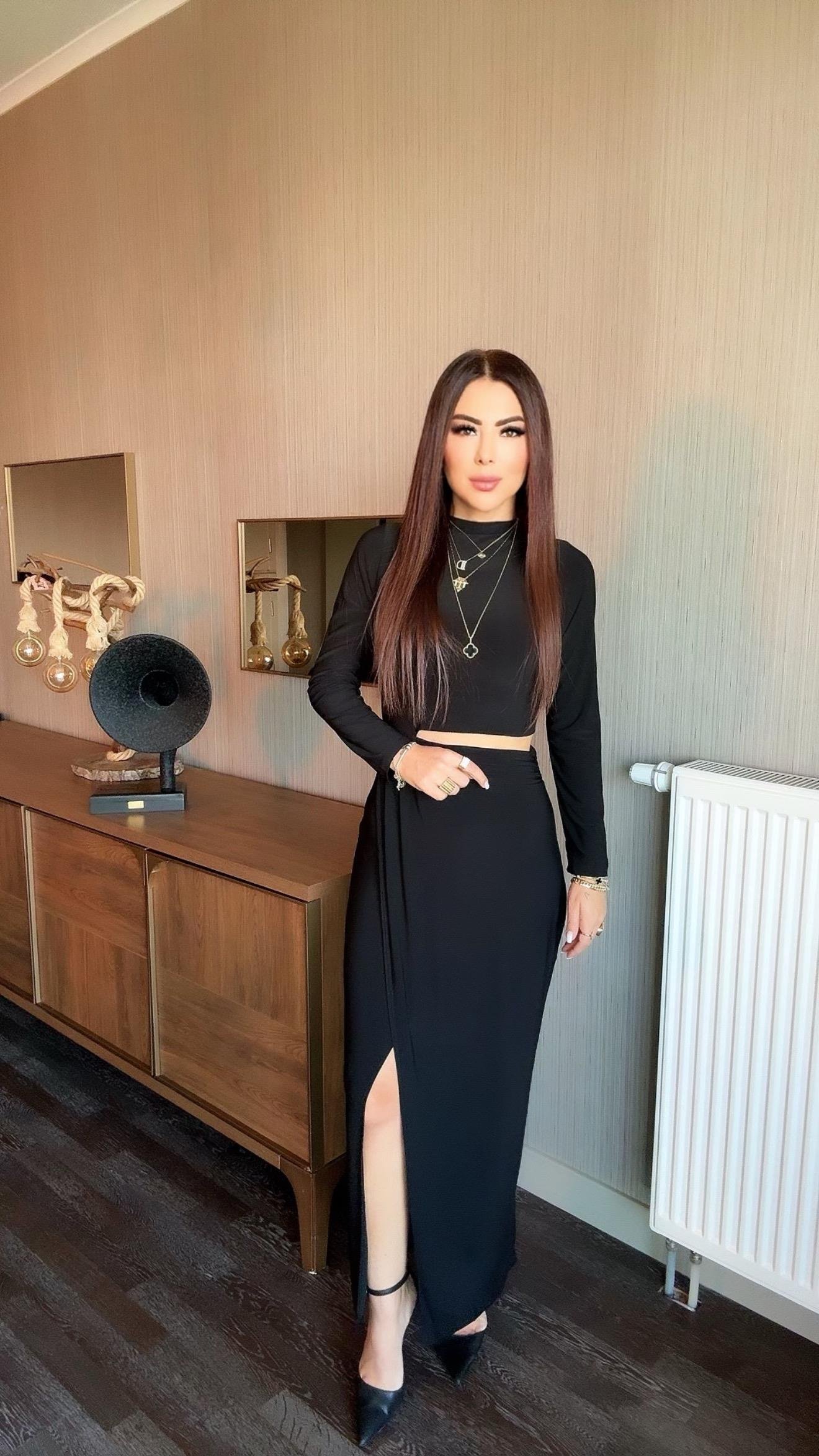 Glam Kadın Pencere Detaylı Siyah Elbise