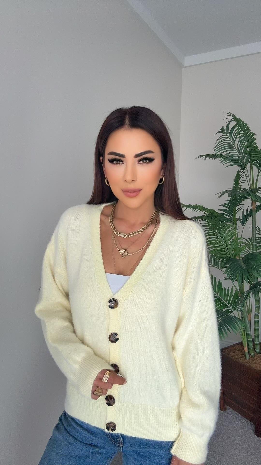 Gua Kadın Yumoş Açık Sarı Hırka