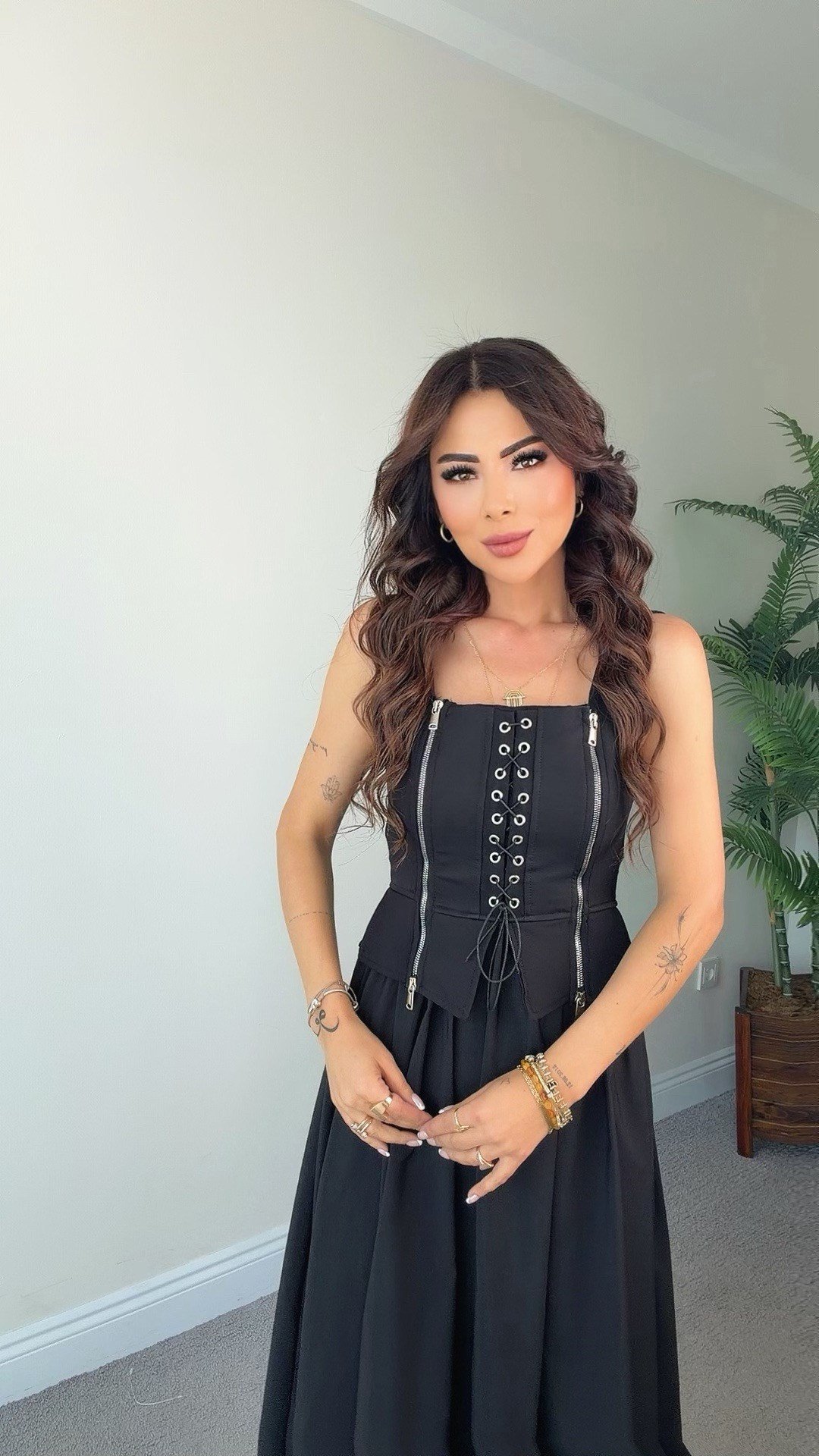 Hanu Kadın Korse Detaylı Tasarım Siyah Elbise