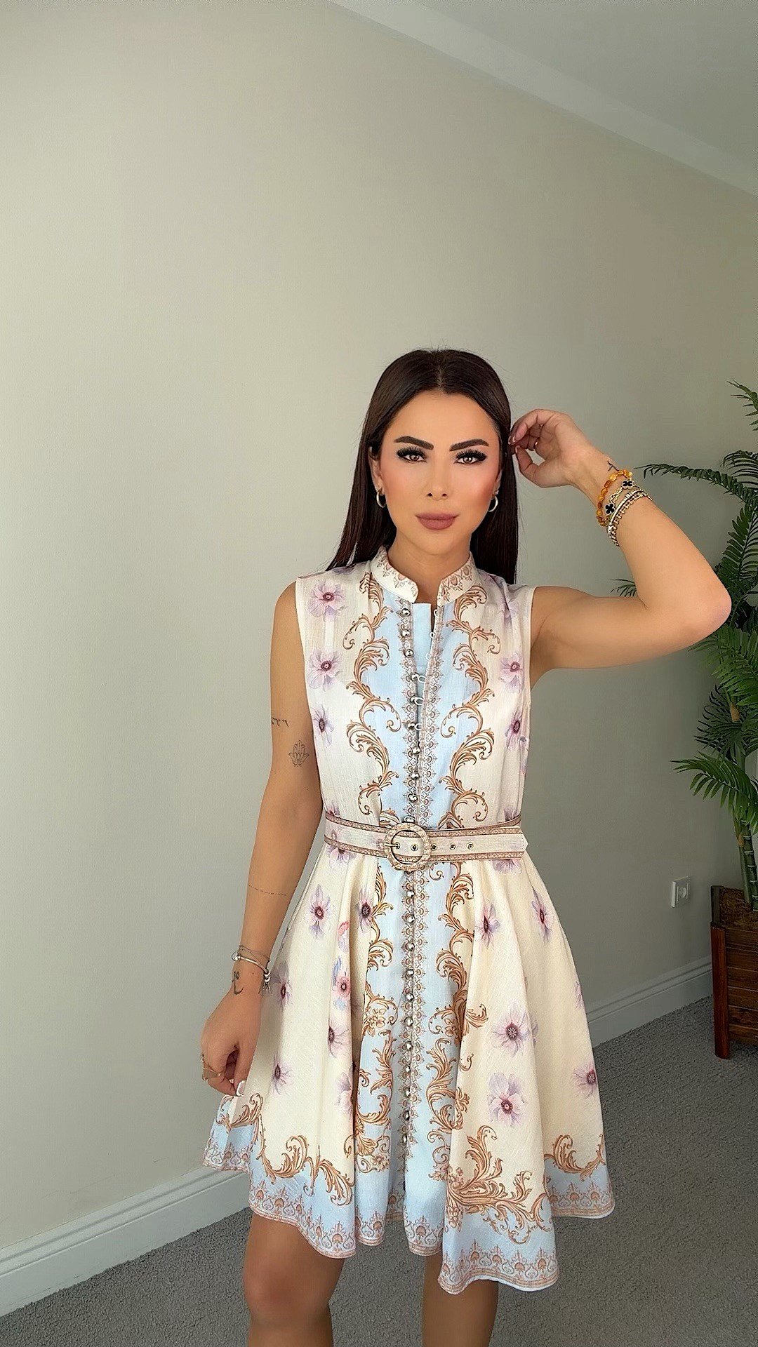 Hente Kadın Düğme Detaylı Elbise