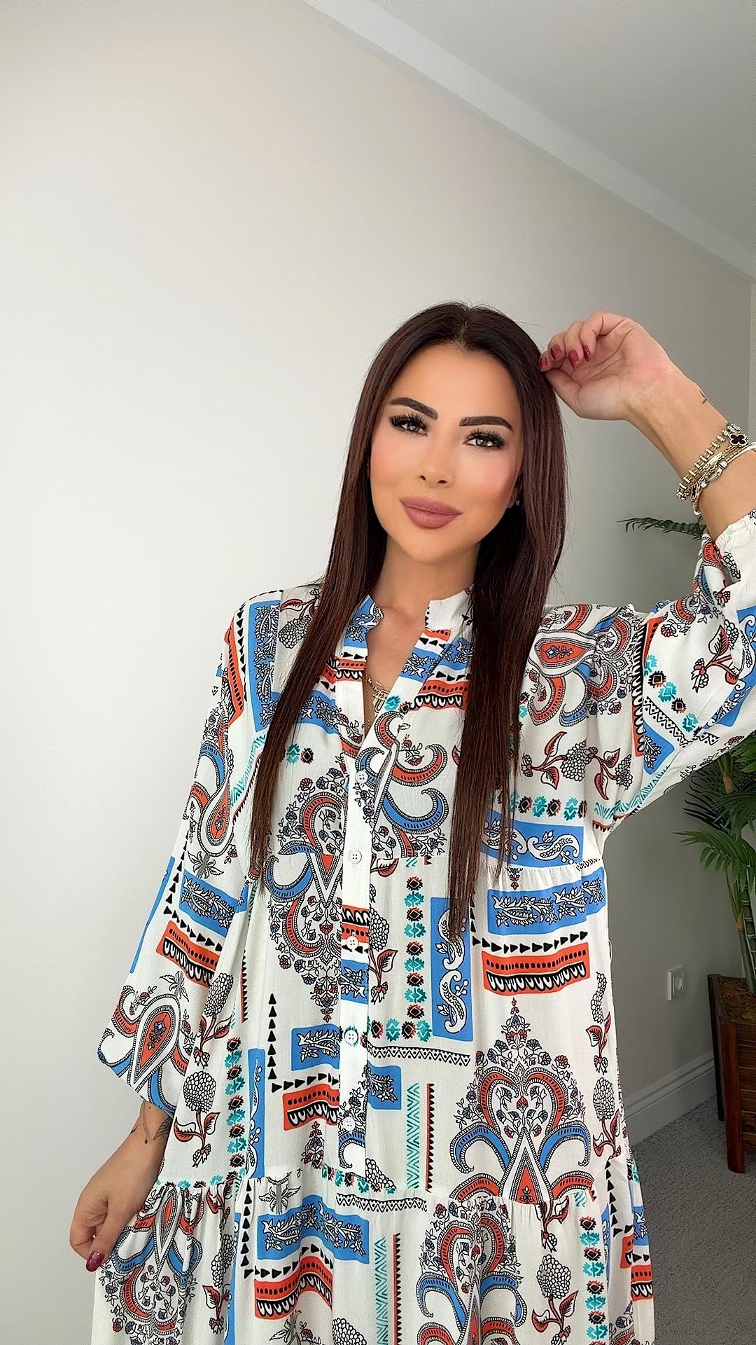 Jahe Kadın Mavi Maxi Boy Elbise