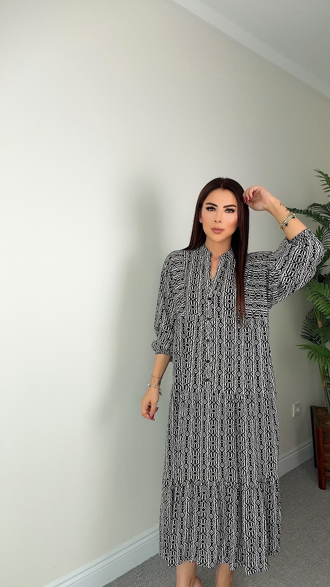 Jahe Kadın Siyah Maxi Boy Elbise