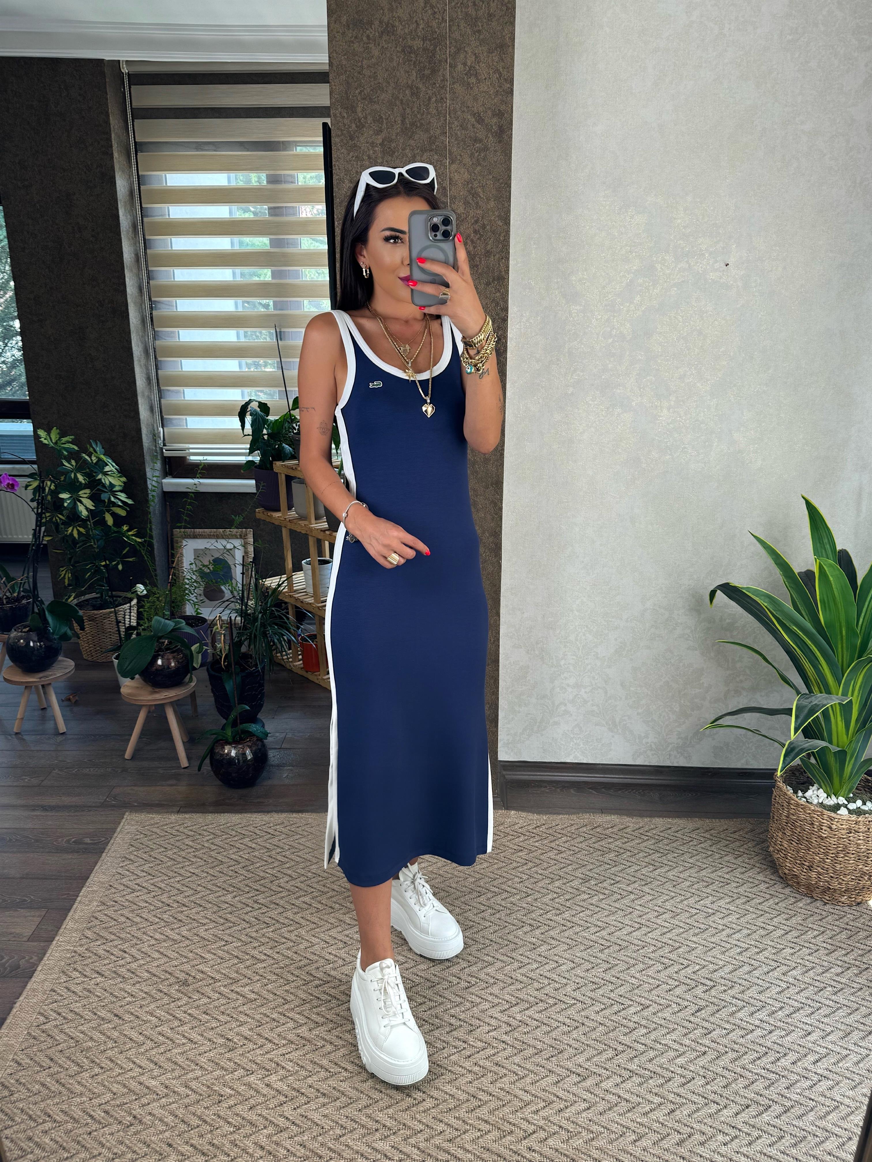 Lante Kadın İp Askılı Lacivert Elbise