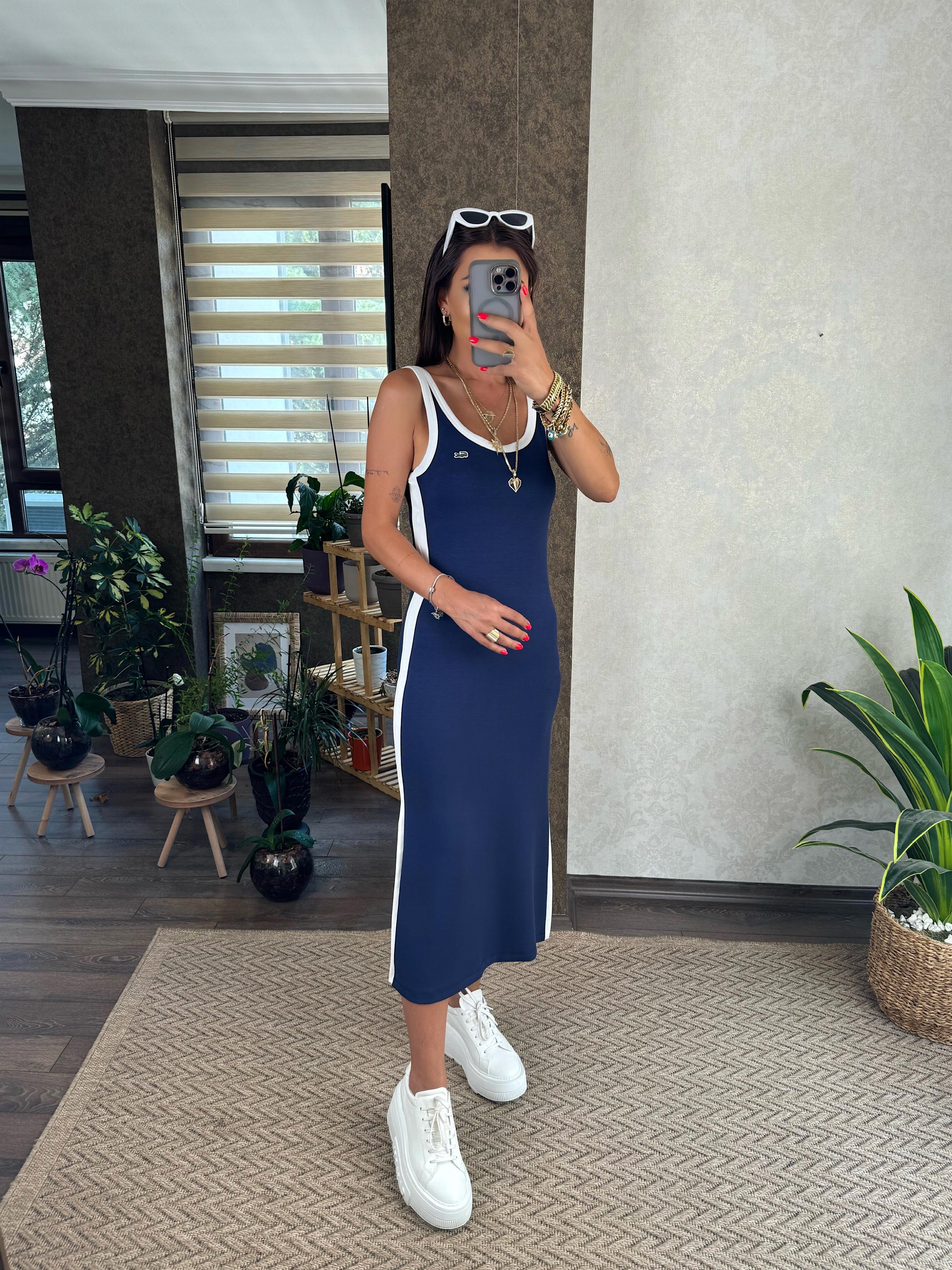 Lante Kadın İp Askılı Lacivert Elbise