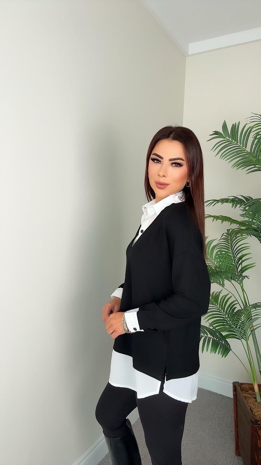 Magi Kadın Yaka Detaylı Siyah Gömlek Tunik