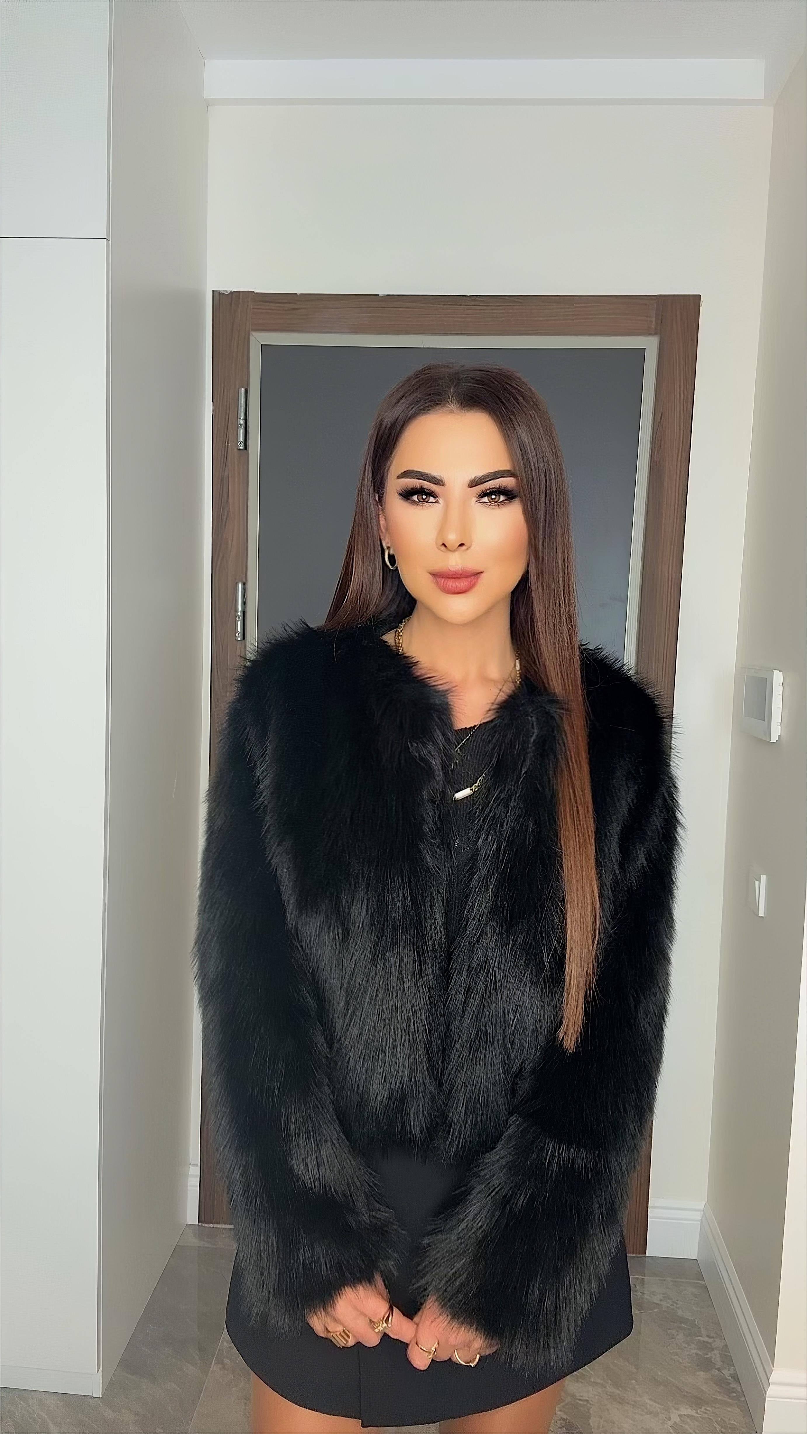 Mia Kadın Siyah Suni Kısa Kürk