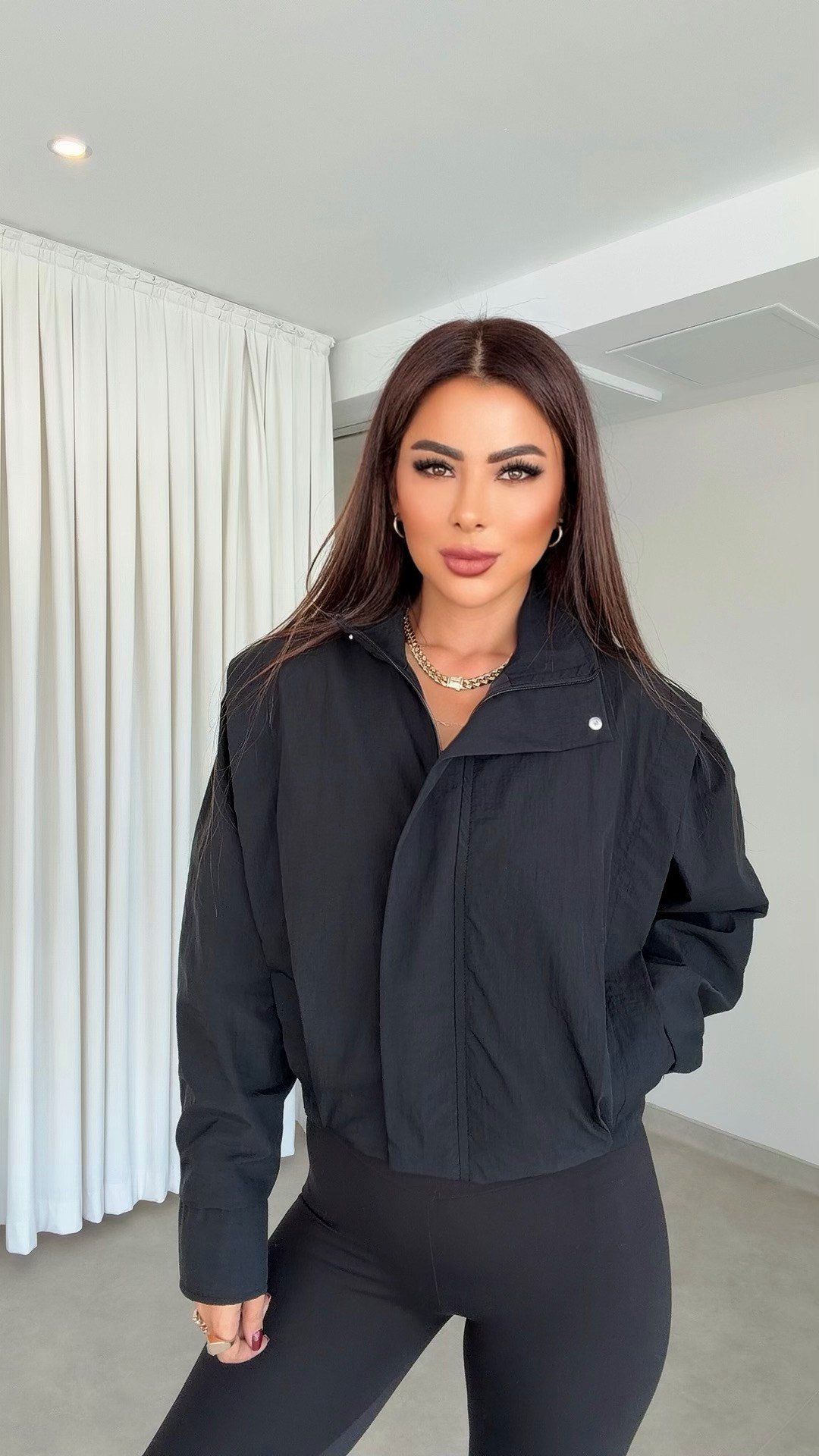 Nois Kadın Paraşüt Bomber Siyah Ceket