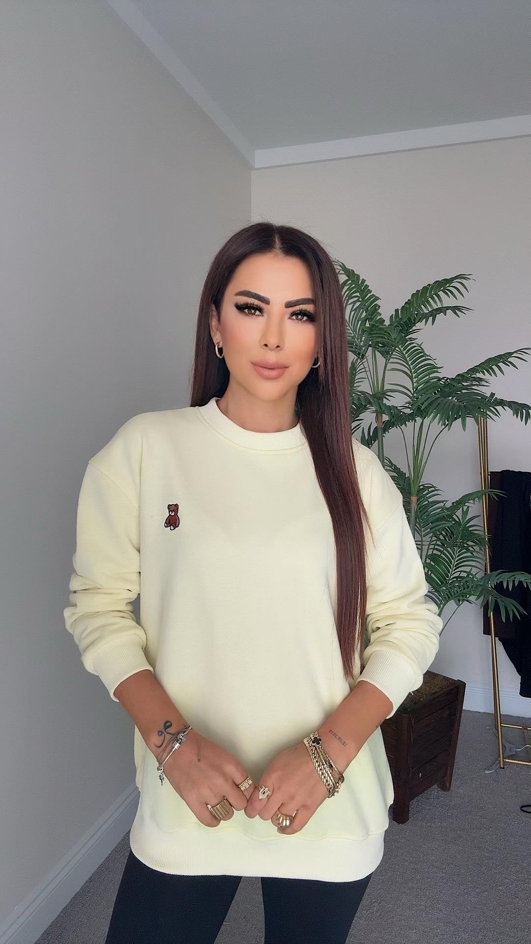 Page Kadın Mini Ayıcık İşlemeli Açık Sarı Sweat