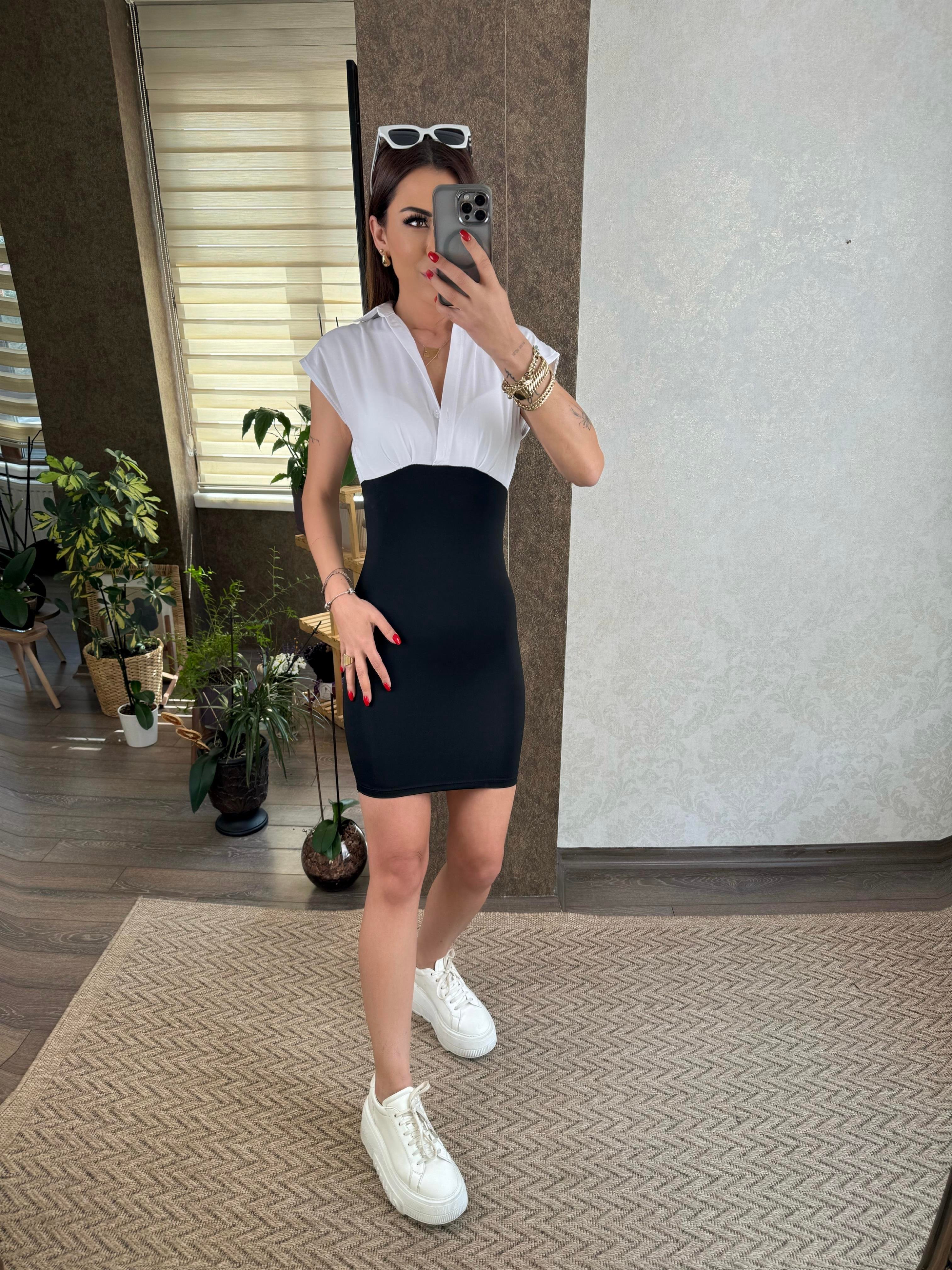 Pena Kadın Gömlek Detaylı Mini Elbise