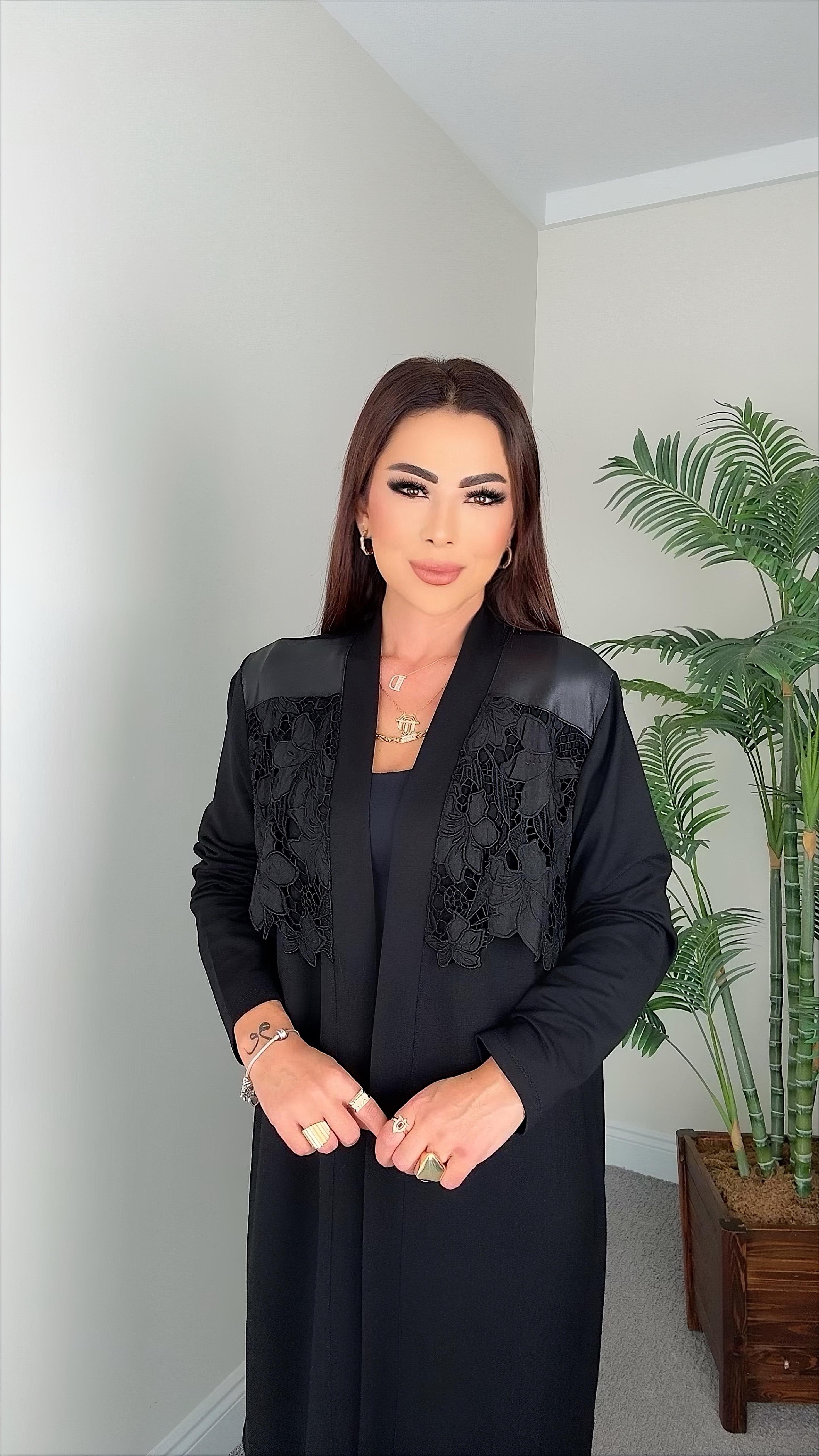 Periz Kadın Dantel ve Deri Detaylı Kadın Ceket Hırka