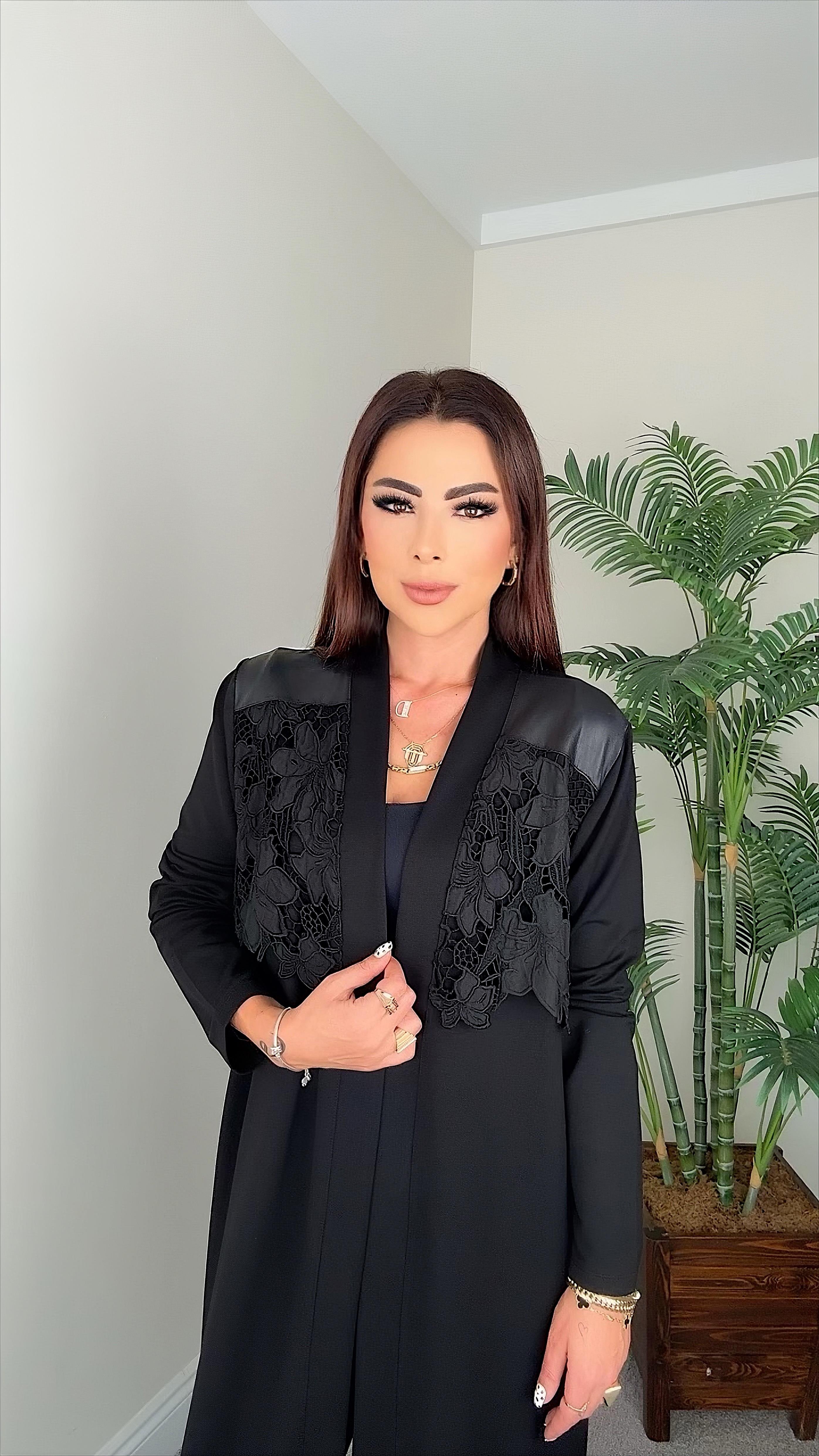 Periz Kadın Dantel ve Deri Detaylı Kadın Ceket Hırka