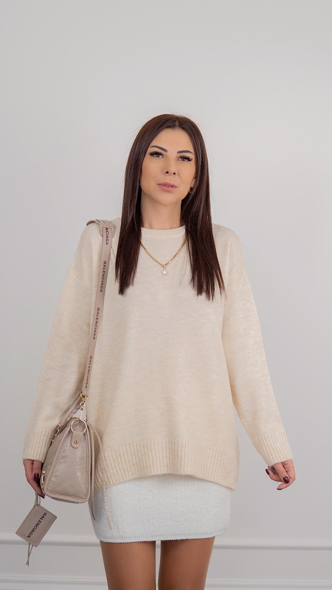 Raje Kadın Sıfır Yaka Bej Kazak