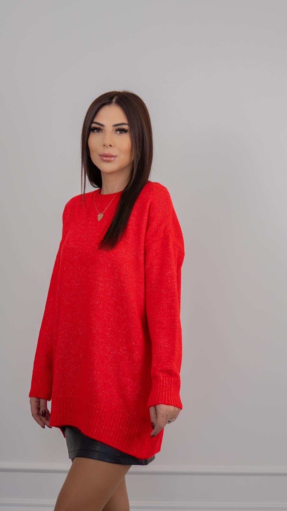 Raje Kadın Sıfır Yaka Kırmızı Kazak