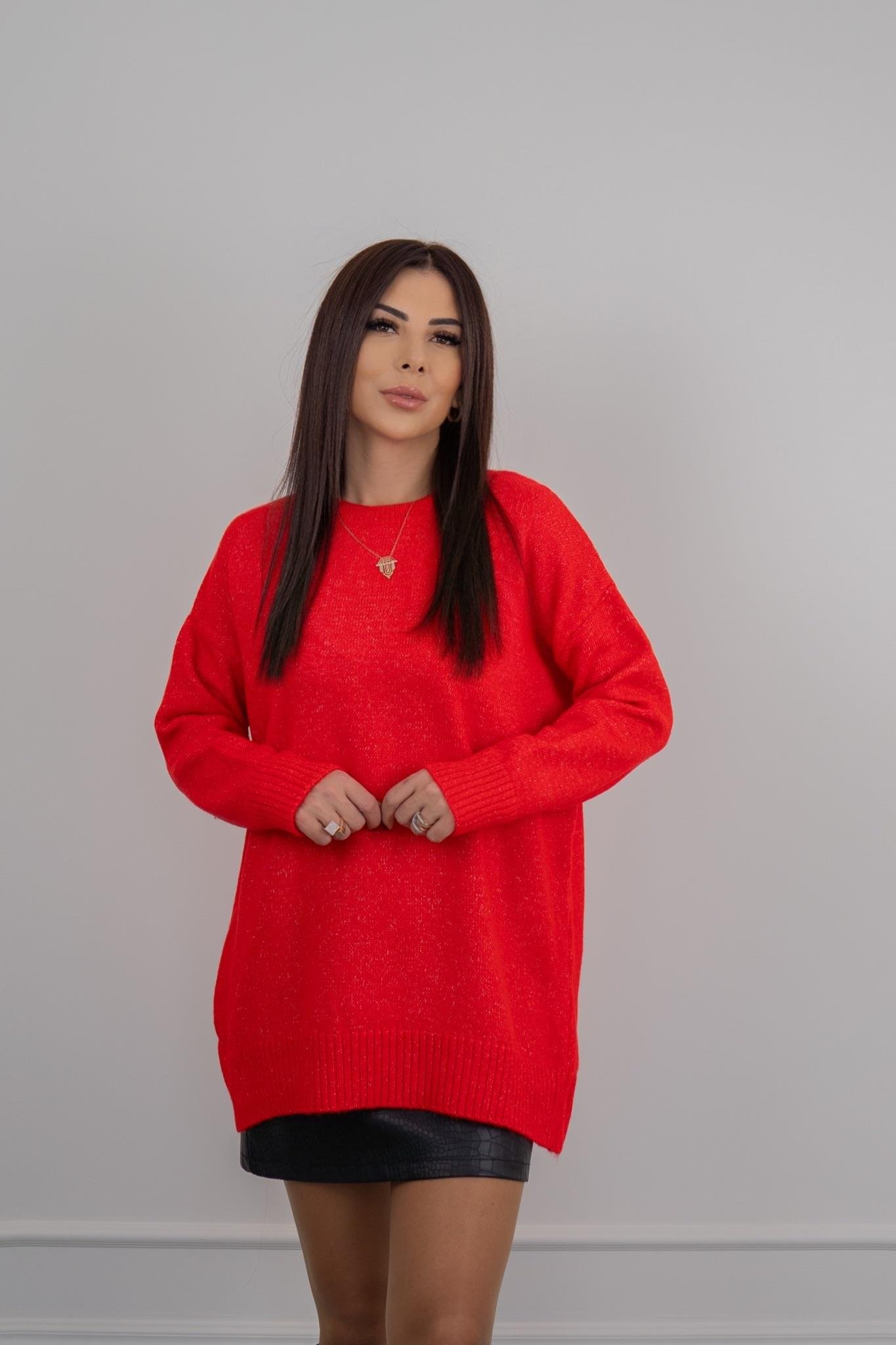 Raje Kadın Sıfır Yaka Kırmızı Kazak