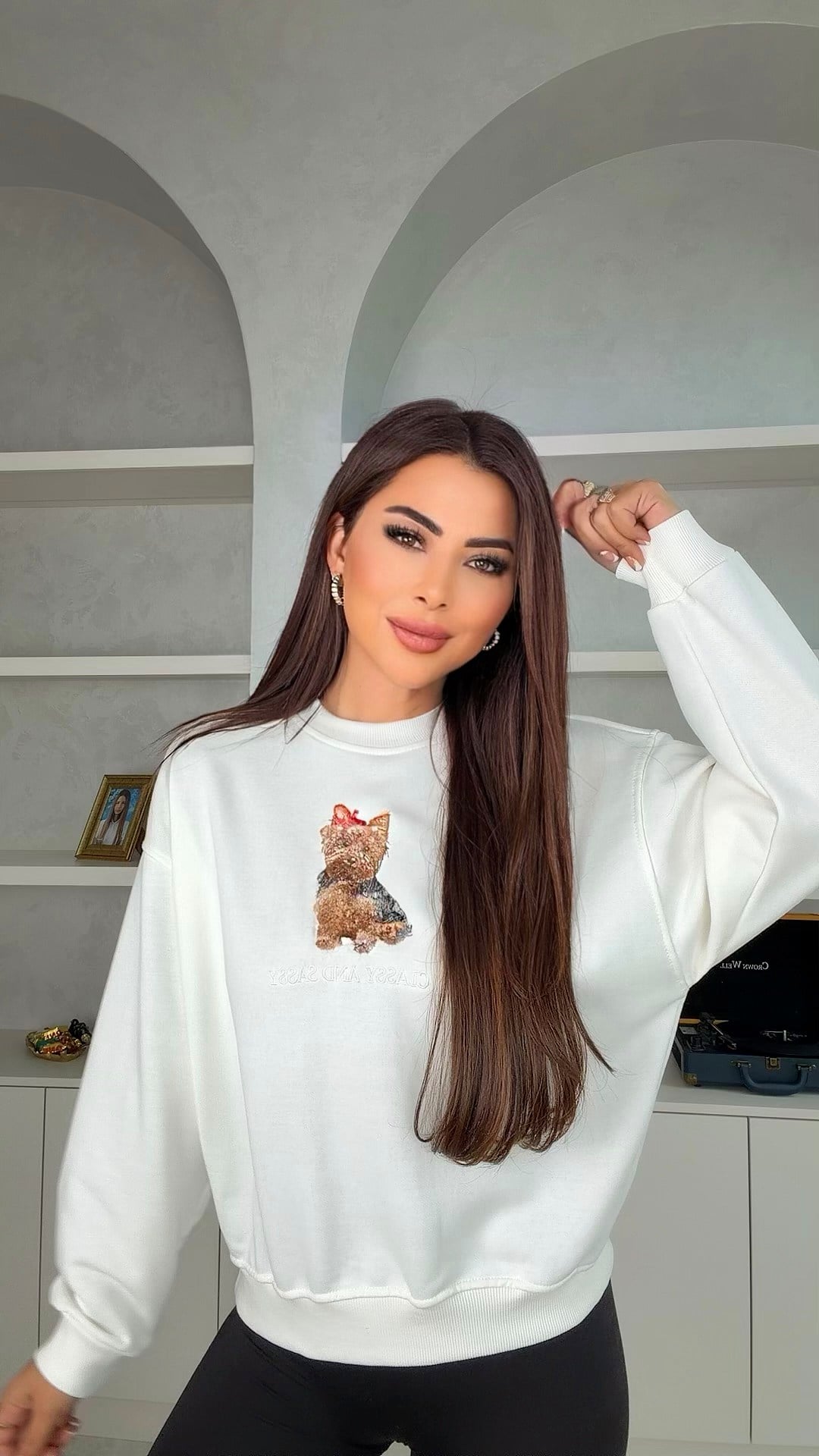 Ralle Köpek İşlemeli Kadın Ekru  Sweat