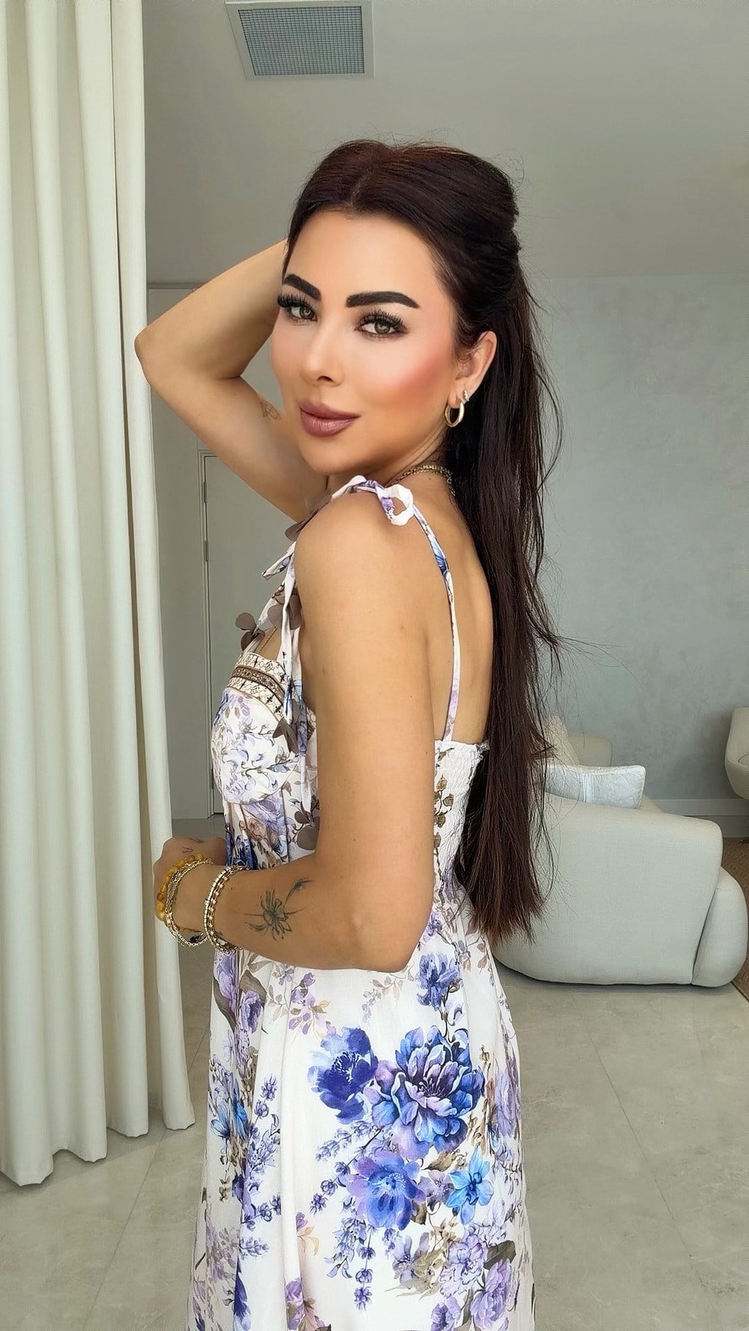 Simo Kadın Çiçek Desenli Maxi Boy Elbise