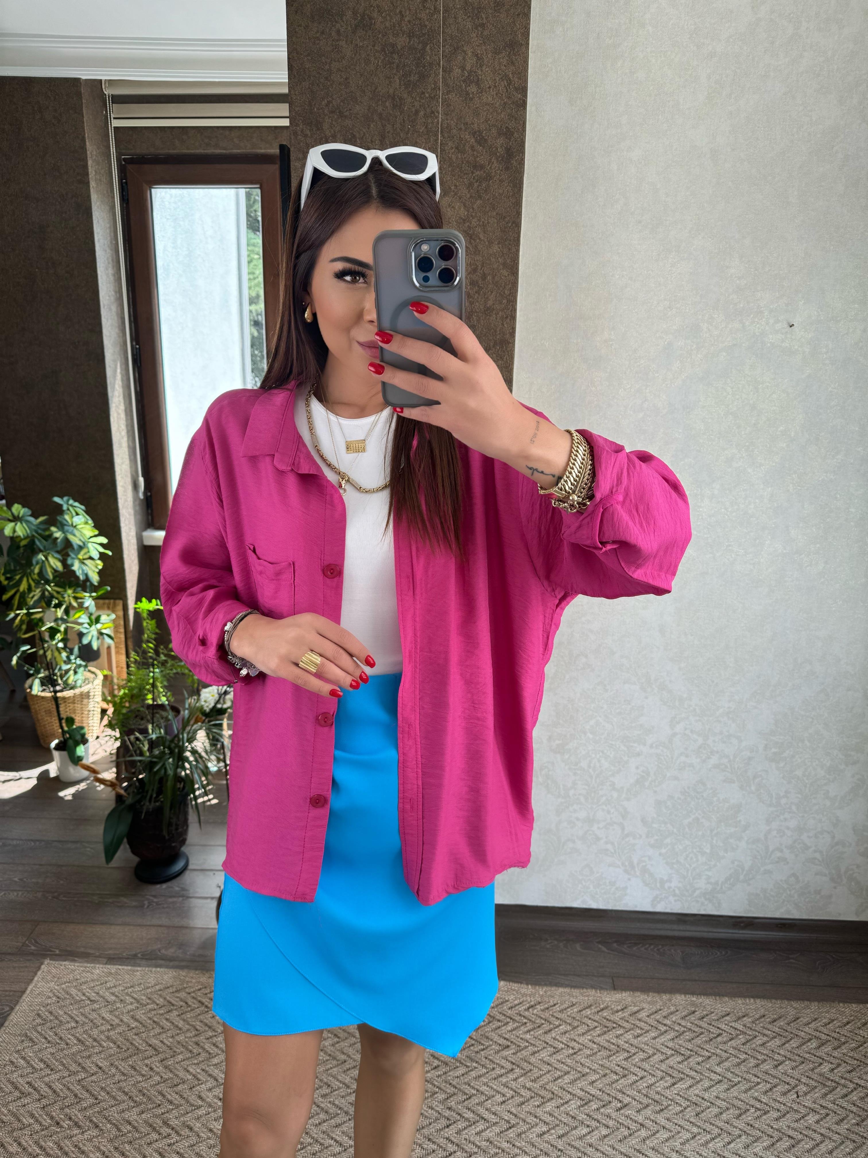 Teray Kadın Oversize Pembe Gömlek
