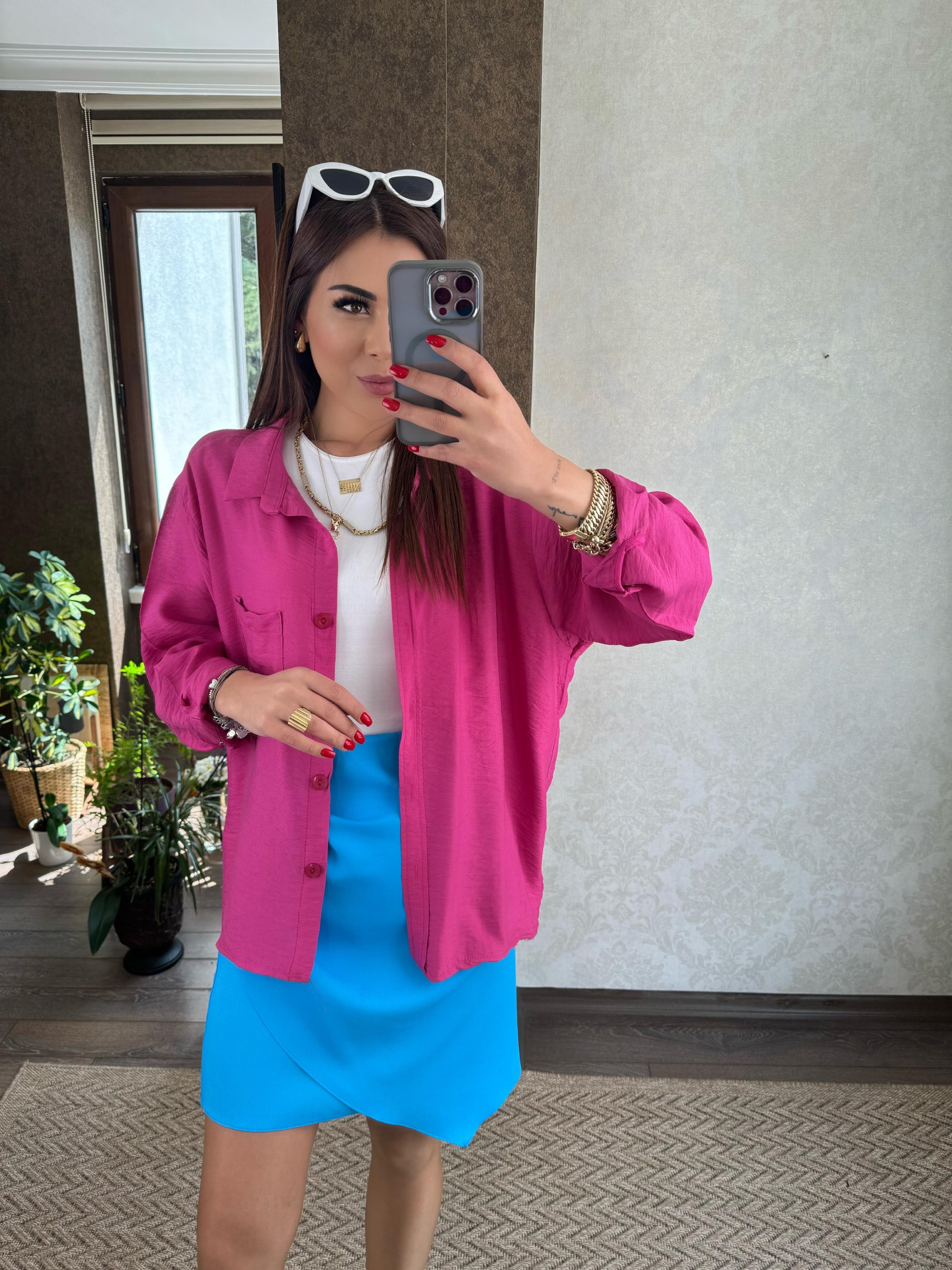 Teray Kadın Oversize Pembe Gömlek