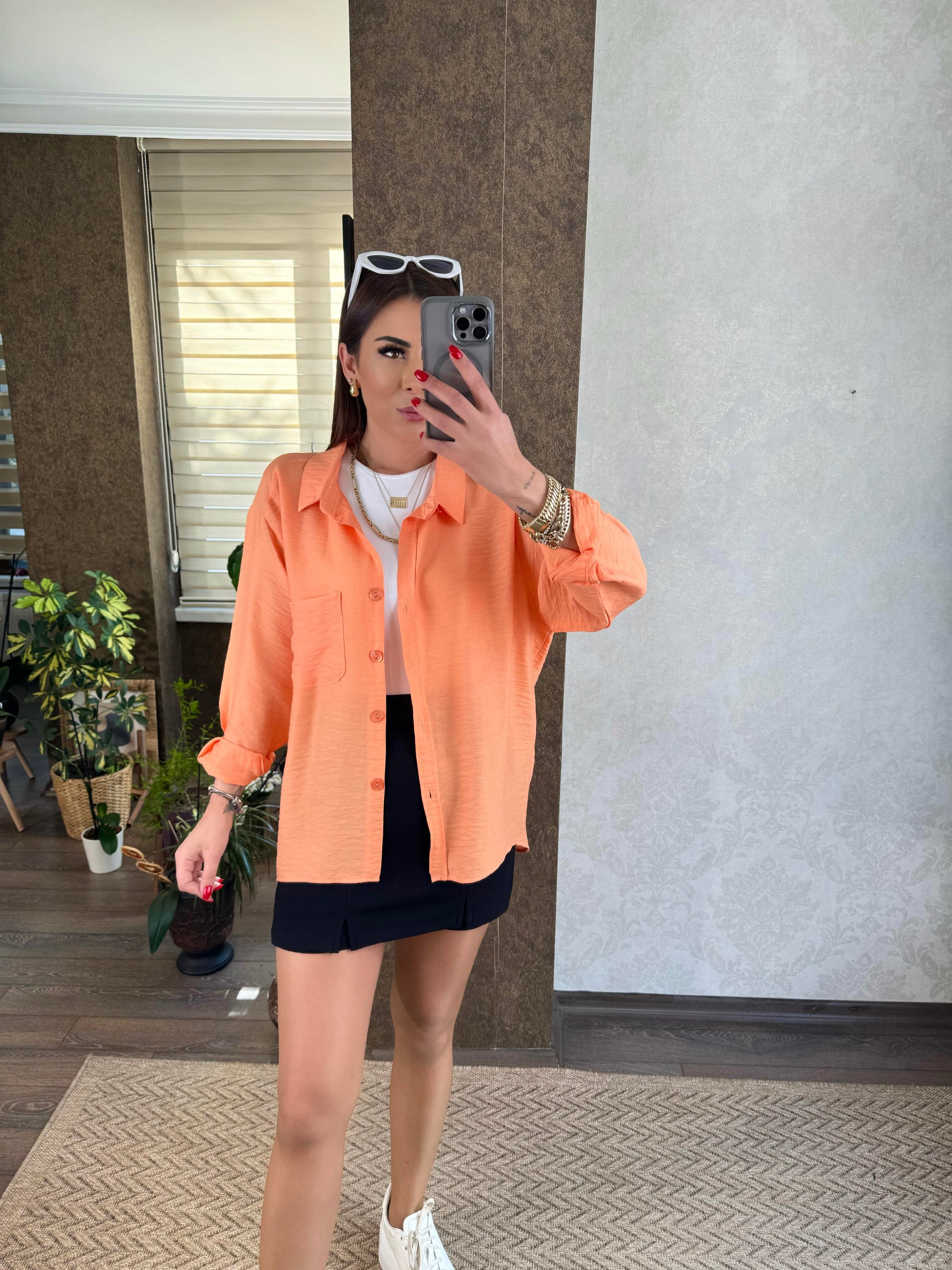 Teray Kadın Oversize Turuncu Gömlek