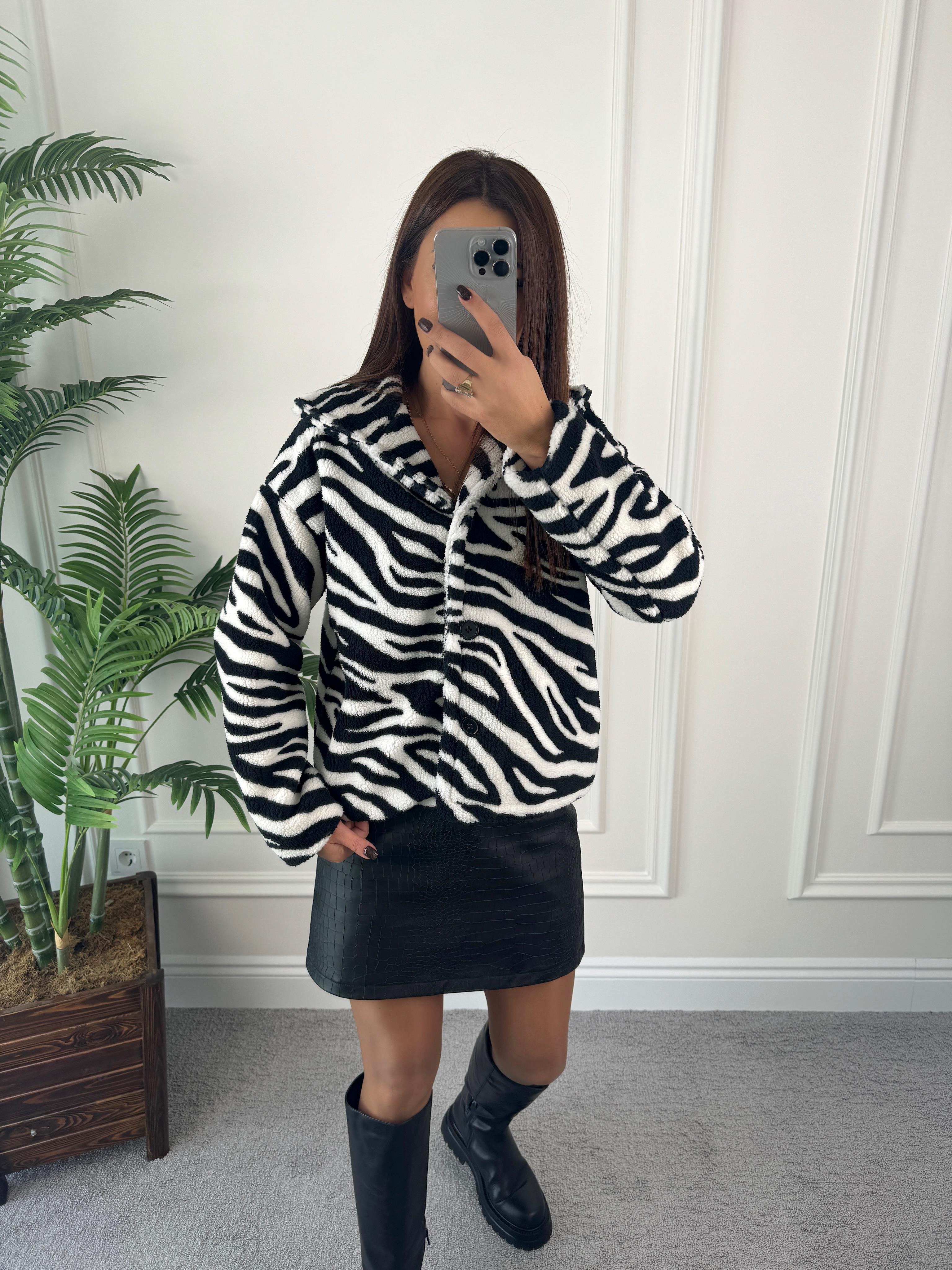 Zebra Desenli Polar Kürk