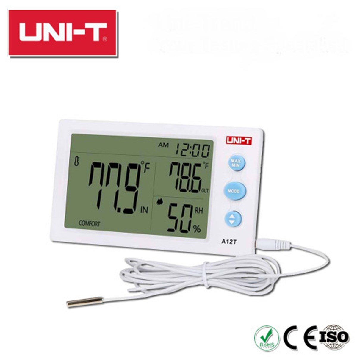 UNI-T A12T Dijital Termometre Sıcaklık Nem Ölçüm Cihazı