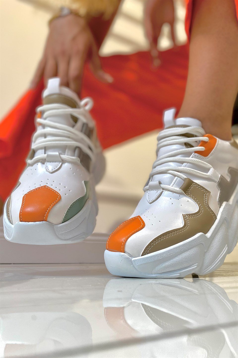 Gillian Turuncu Bağcıklı Kadın Sneakers