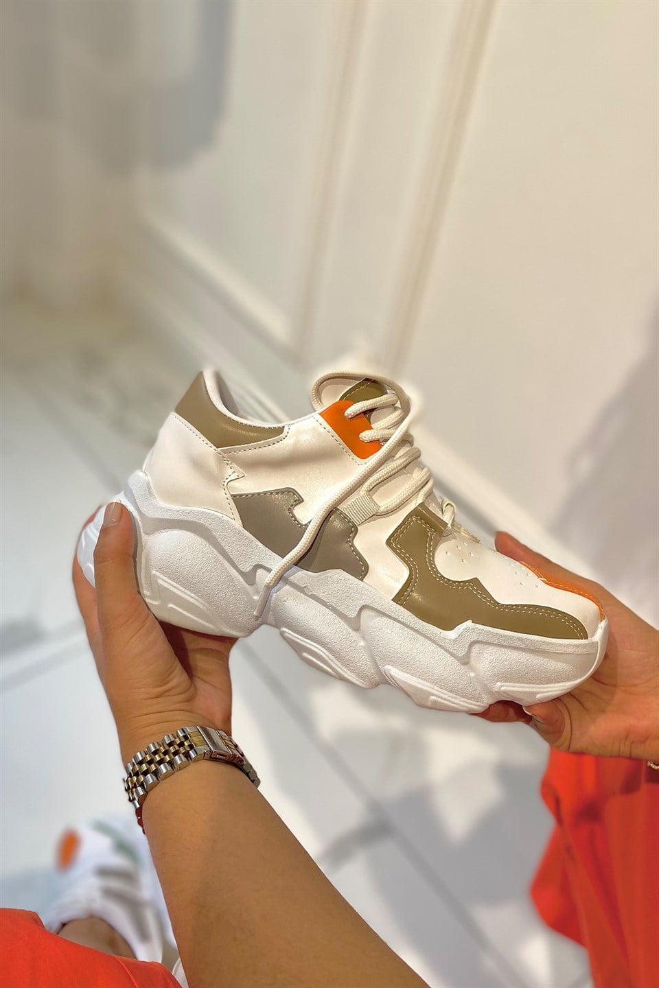 Gillian Turuncu Bağcıklı Kadın Sneakers