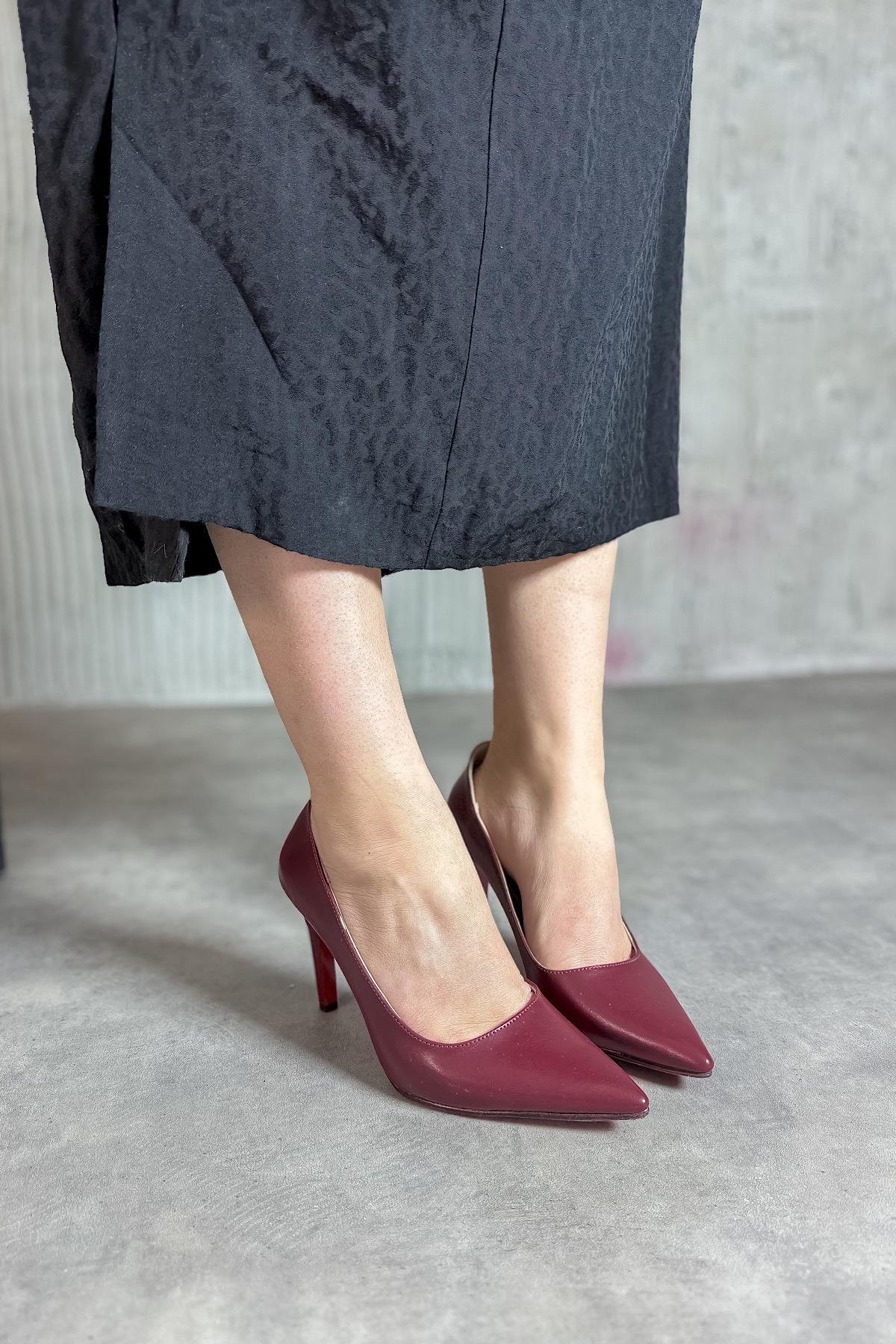 Lera Bordo Stiletto Kadın Topuklu Ayakkabı