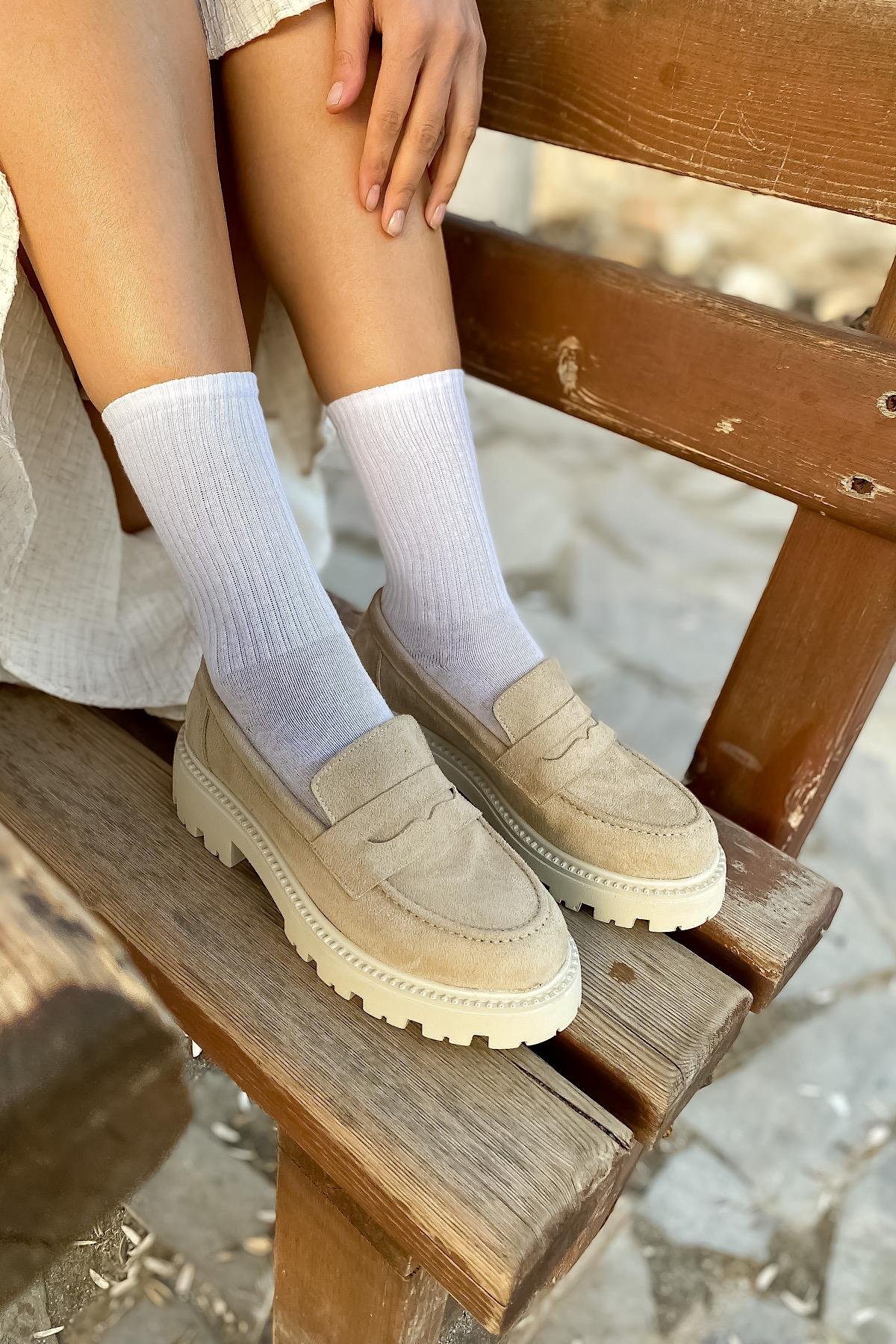 Raise Bej Süet Kadın Loafer Ayakkabı
