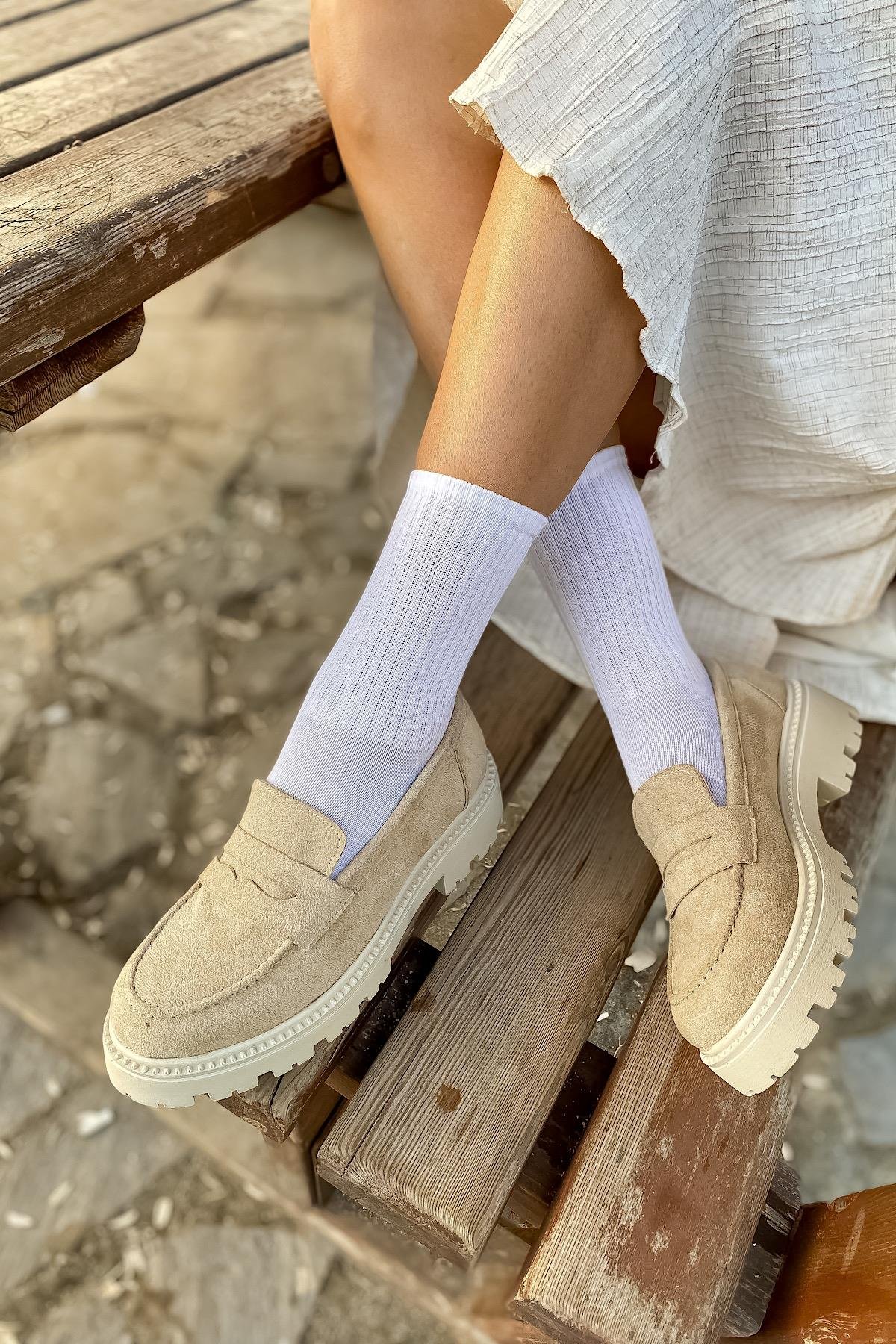 Raise Bej Süet Kadın Loafer Ayakkabı