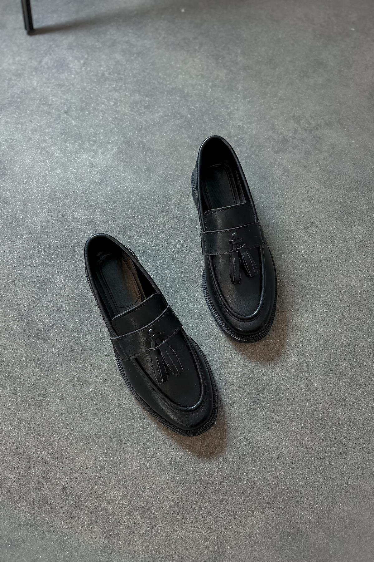 Sophıe Sıyah Cılt Puskullu Kadın Loafer Ayakkabı