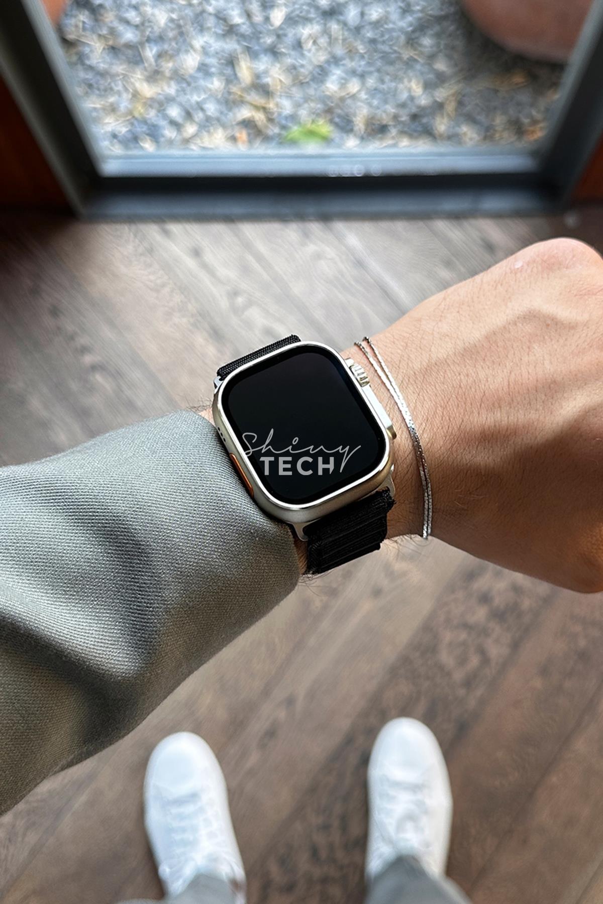 Apple Watch Uyumlu Alpine Loop Kordon Siyah - ShinyTECH