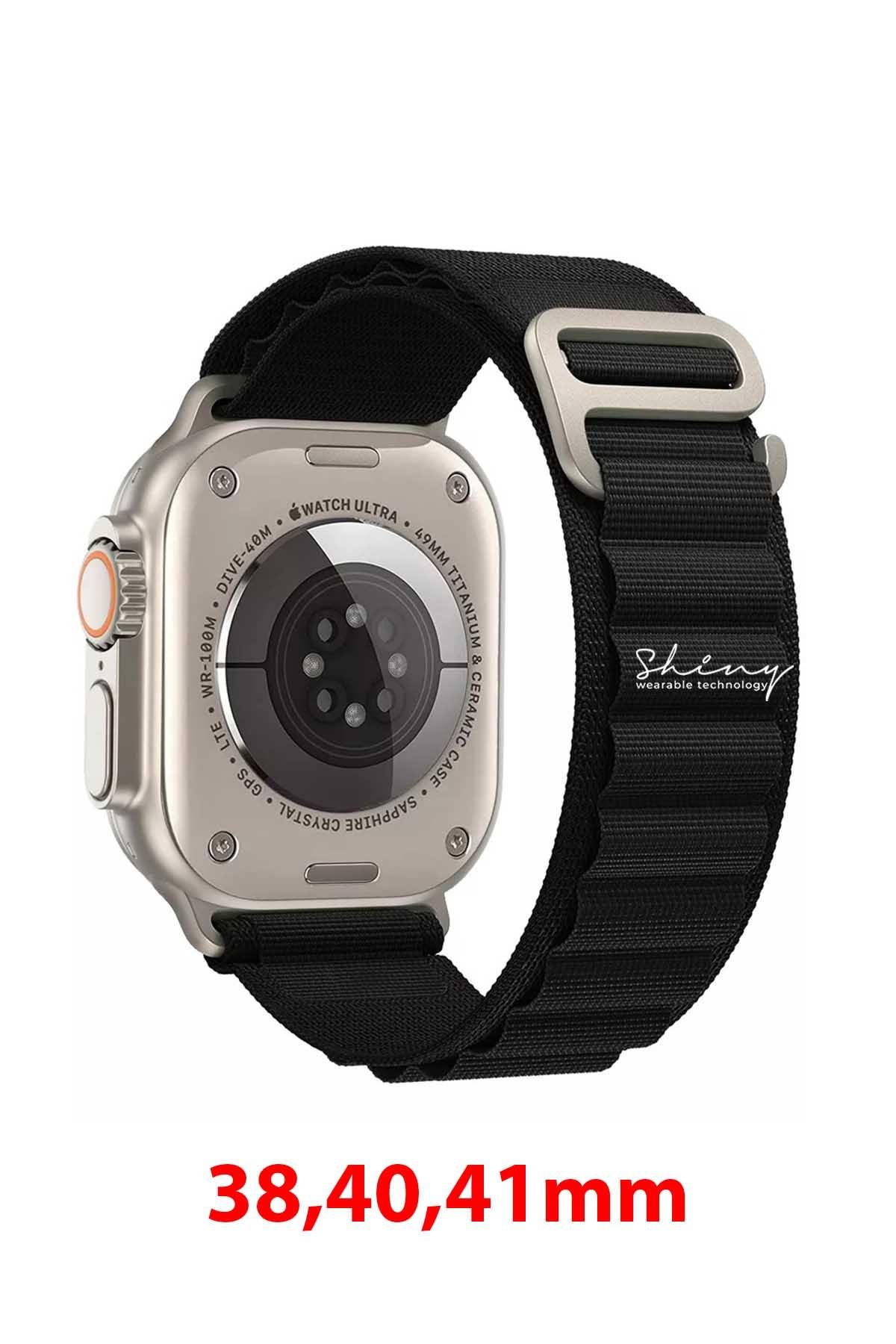 Apple Watch Uyumlu Alpine Loop Kordon Siyah - ShinyTECH