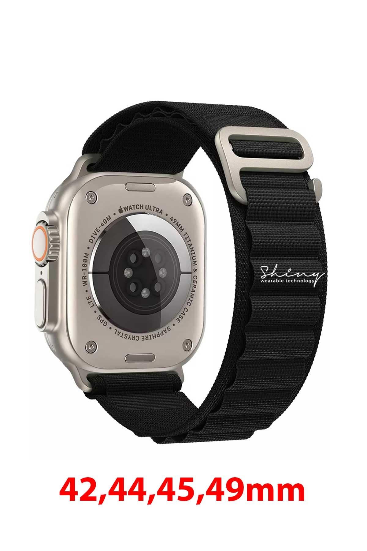 Apple Watch Uyumlu Alpine Loop Kordon Siyah - ShinyTECH