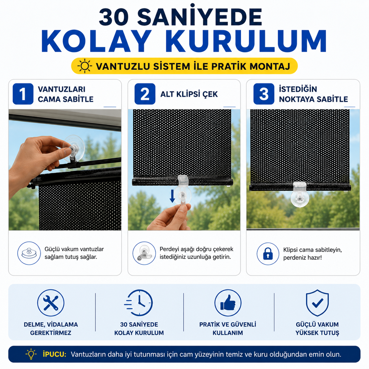 50x125 Cm Geri Çekilebilen Araç İçi Ön Cam Güneşlik, Ev Tipi Cam Güneşlik UV Engelleyici