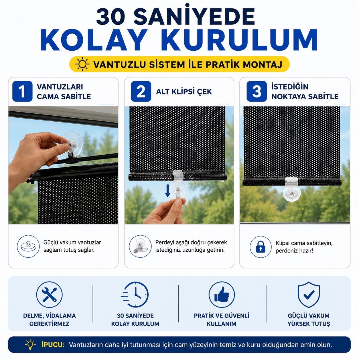 50x125 Cm Geri Çekilebilen Araç İçi Ön Cam Güneşlik, Ev Tipi Cam Güneşlik UV Engelleyici
