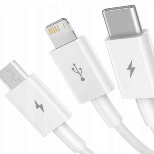Baseus 50 CM Metre 3.5Amper Yüksek Hızlı 3in1 Type-C, İphone Lightning ve Micro Şarj ve Data Kablosu