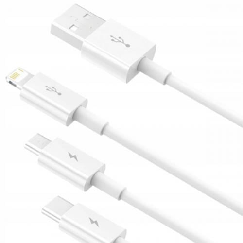 Baseus 50 CM Metre 3.5Amper Yüksek Hızlı 3in1 Type-C, İphone Lightning ve Micro Şarj ve Data Kablosu