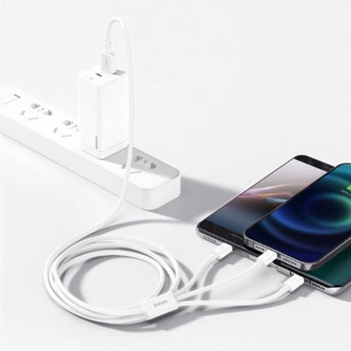Baseus 50 CM Metre 3.5Amper Yüksek Hızlı 3in1 Type-C, İphone Lightning ve Micro Şarj ve Data Kablosu