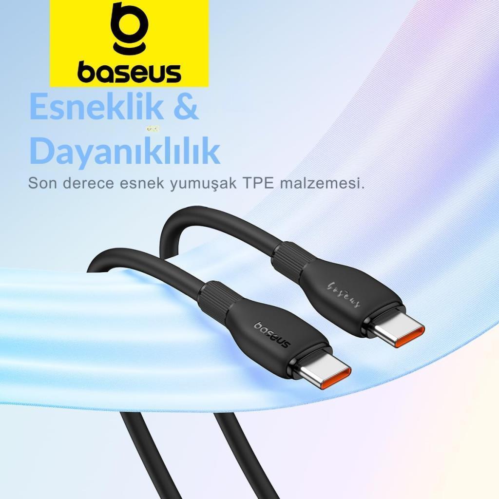 Baseus MEGA Hızlı 1.2MT 100W Type-C To Type C Şarj Kablosu, Akım Ve Isı Korumalı Type C Kablo, PC, Tablet, Telefon