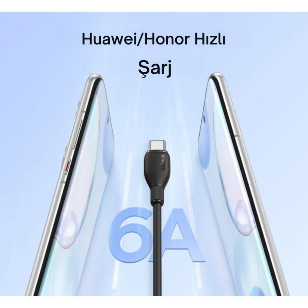Baseus MEGA Hızlı 1.2MT 100W Type-C Şarj Kablosu, Akım Ve Isı Korumalı Type C Kablo, PC, Telefon, Tablet Şarjı