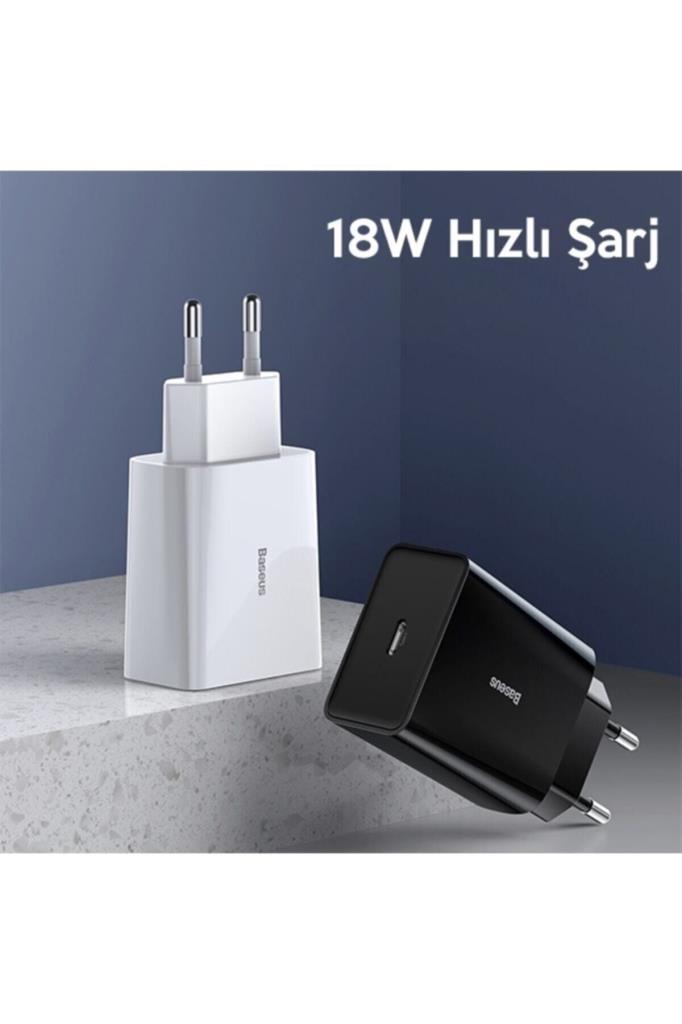 Baseus Speed Mini Quick Charger 20W Şarj Başlık Type-C Hızlı Şarj Adaptörü Siyah