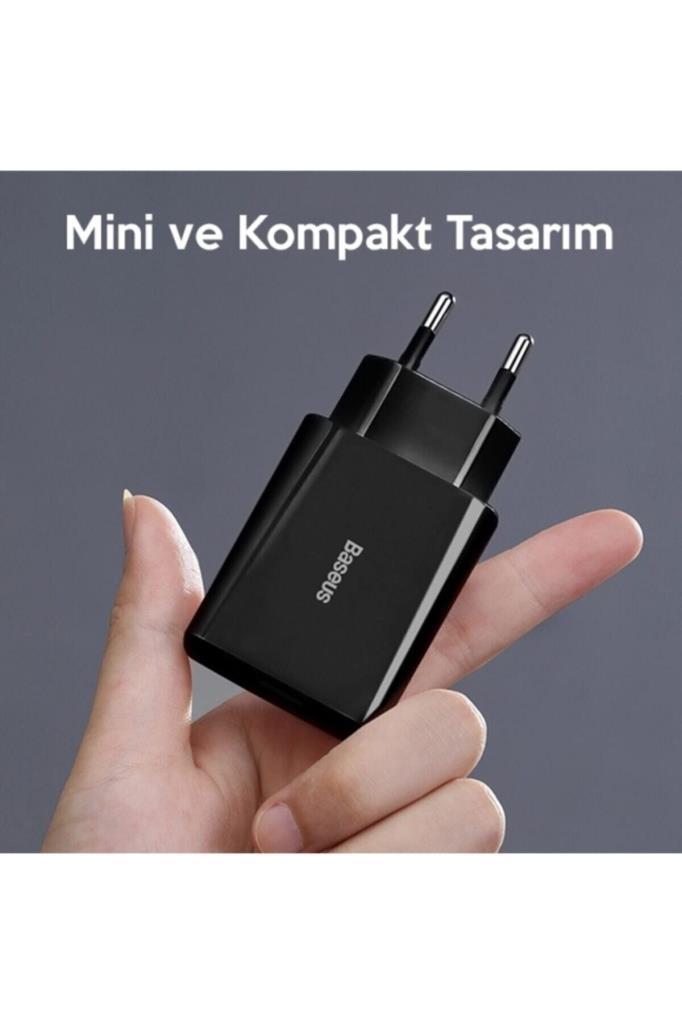 Baseus Speed Mini Quick Charger 20W Şarj Başlık Type-C Hızlı Şarj Adaptörü Siyah