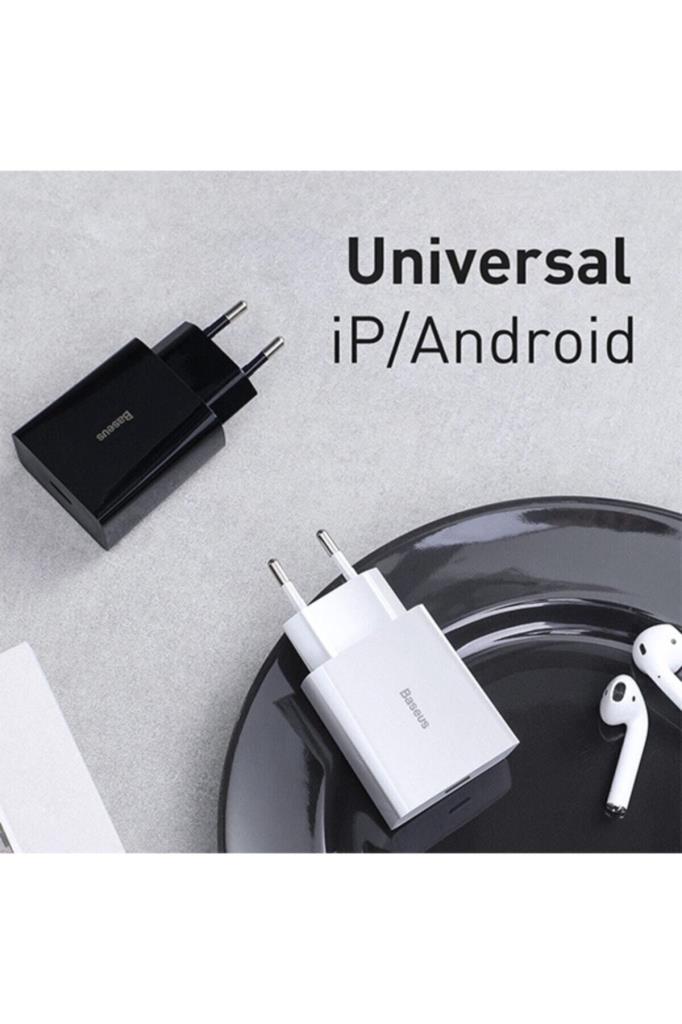 Baseus Speed Mini Quick Charger 20W Şarj Başlık Type-C Hızlı Şarj Adaptörü Siyah