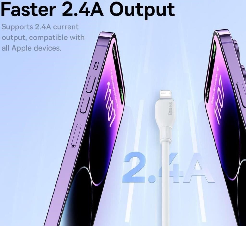 Baseus Ultra Hızlı 1.2MT 2.4A İphone Şarj Kablosu İphone 11 12 13 14 Pro Max Şarj Kablo, Akım ve Isı Korumalı