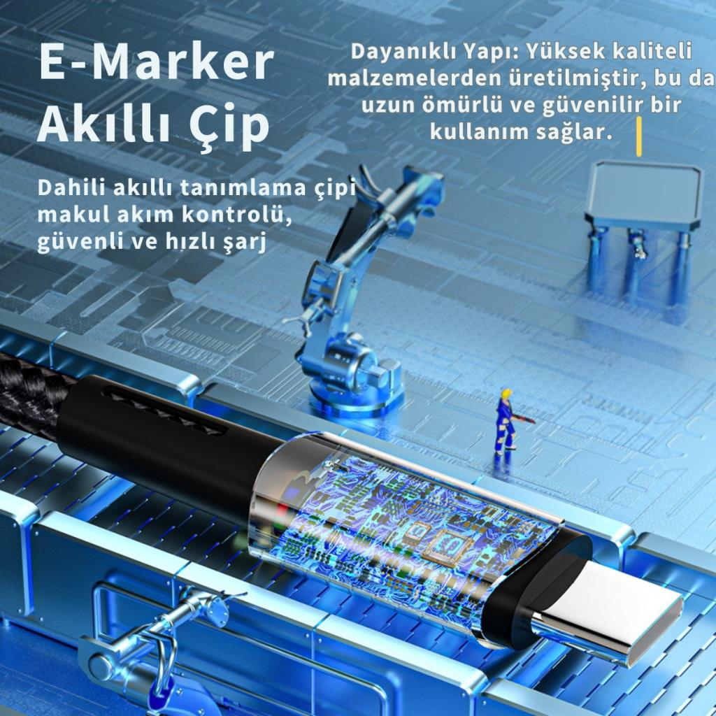 Essager 0.50CM 60W Type C to Type-C Ultra Hızlı Data Şarj Kablosu,Süper Dayanıklı Şarj ve Data Kablosu