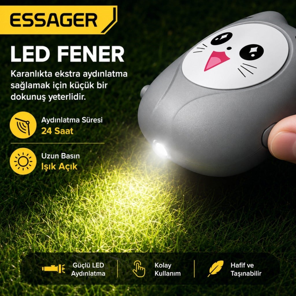 ESSAGER 130 dB Kişisel Güvenlik Alarmı – LED Fenerli, Çekmeli Acil Durum Alarmı, 450mAh Şarjlı Taşınabilir Anahtarlık